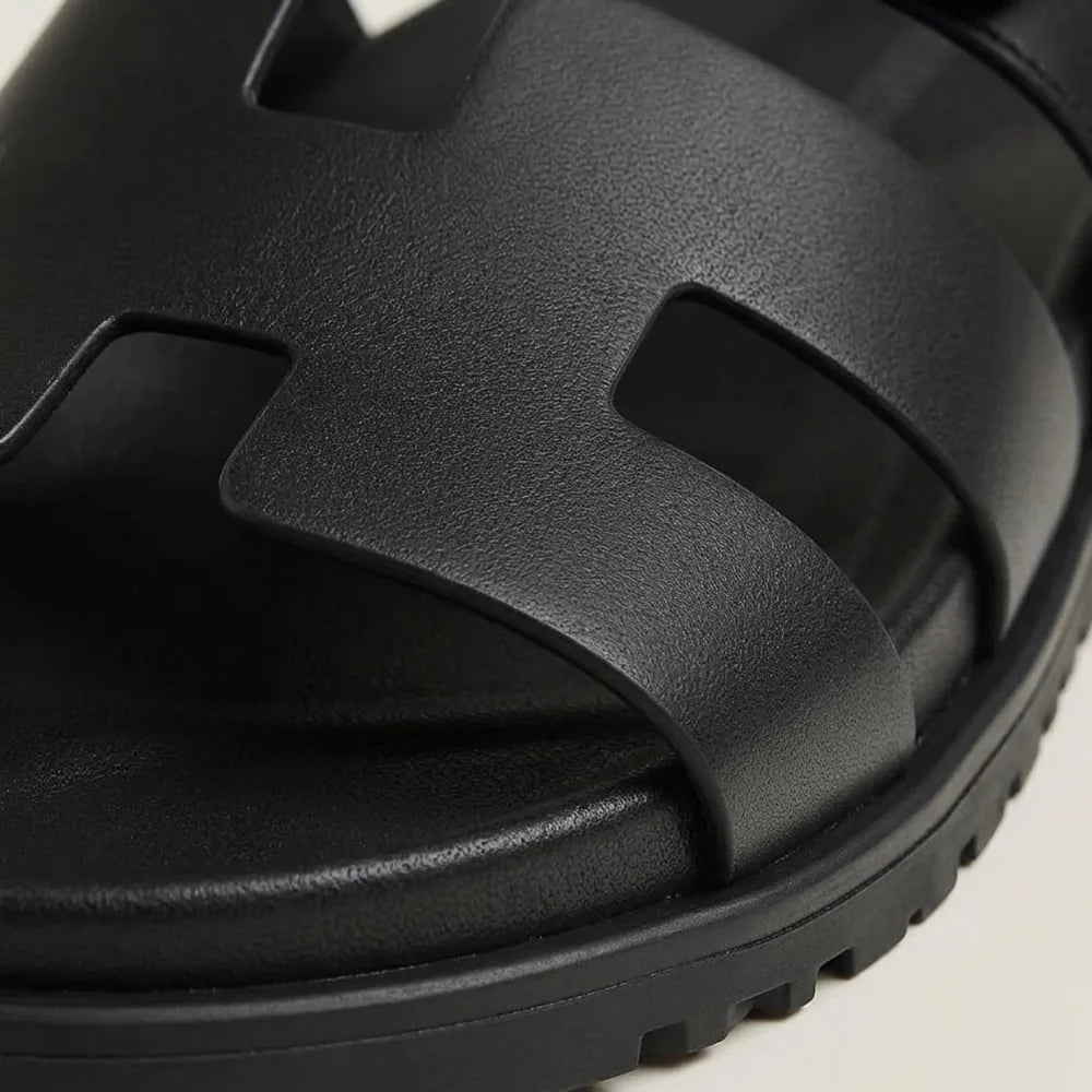 Women’s Leather Slide Sandals | Cut-Out Flat Mules