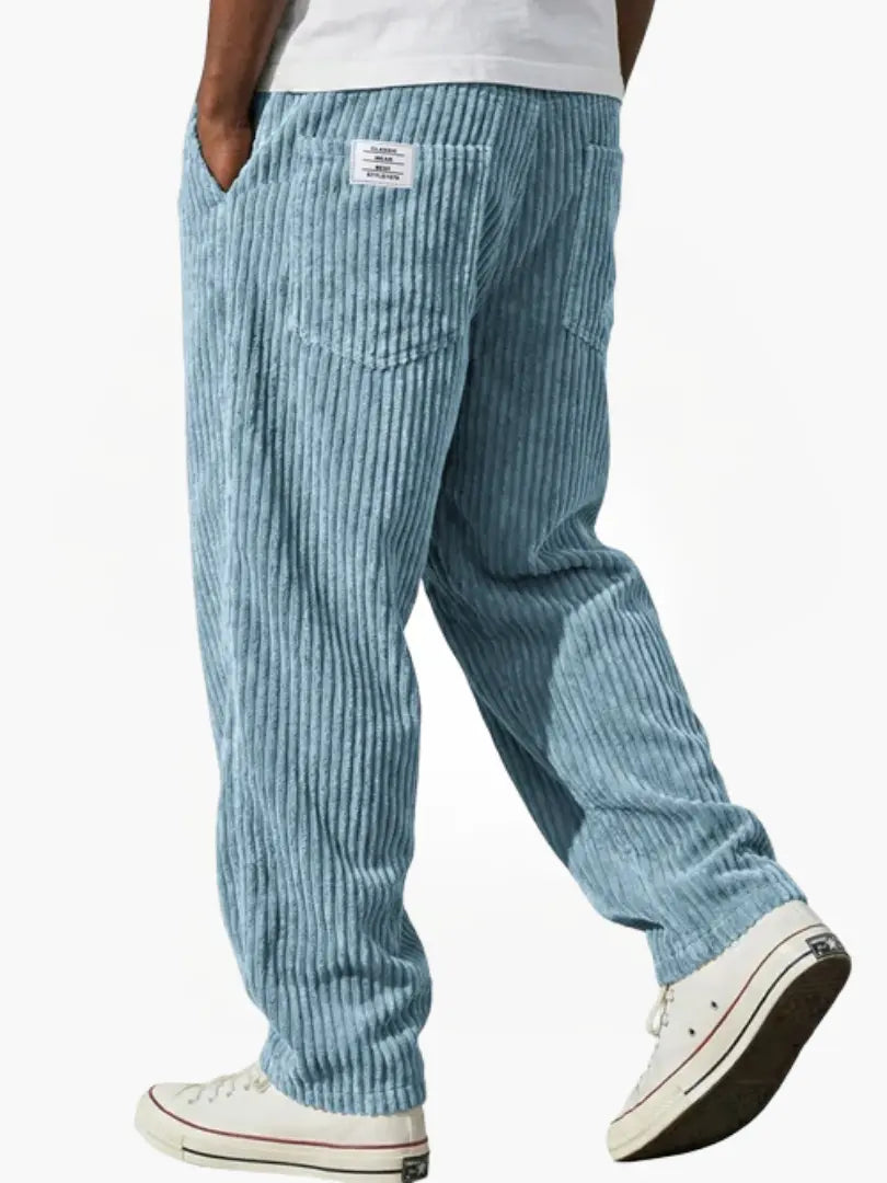 Men's Corduroy Trousers Relaxed Wide Leg - Light Blue