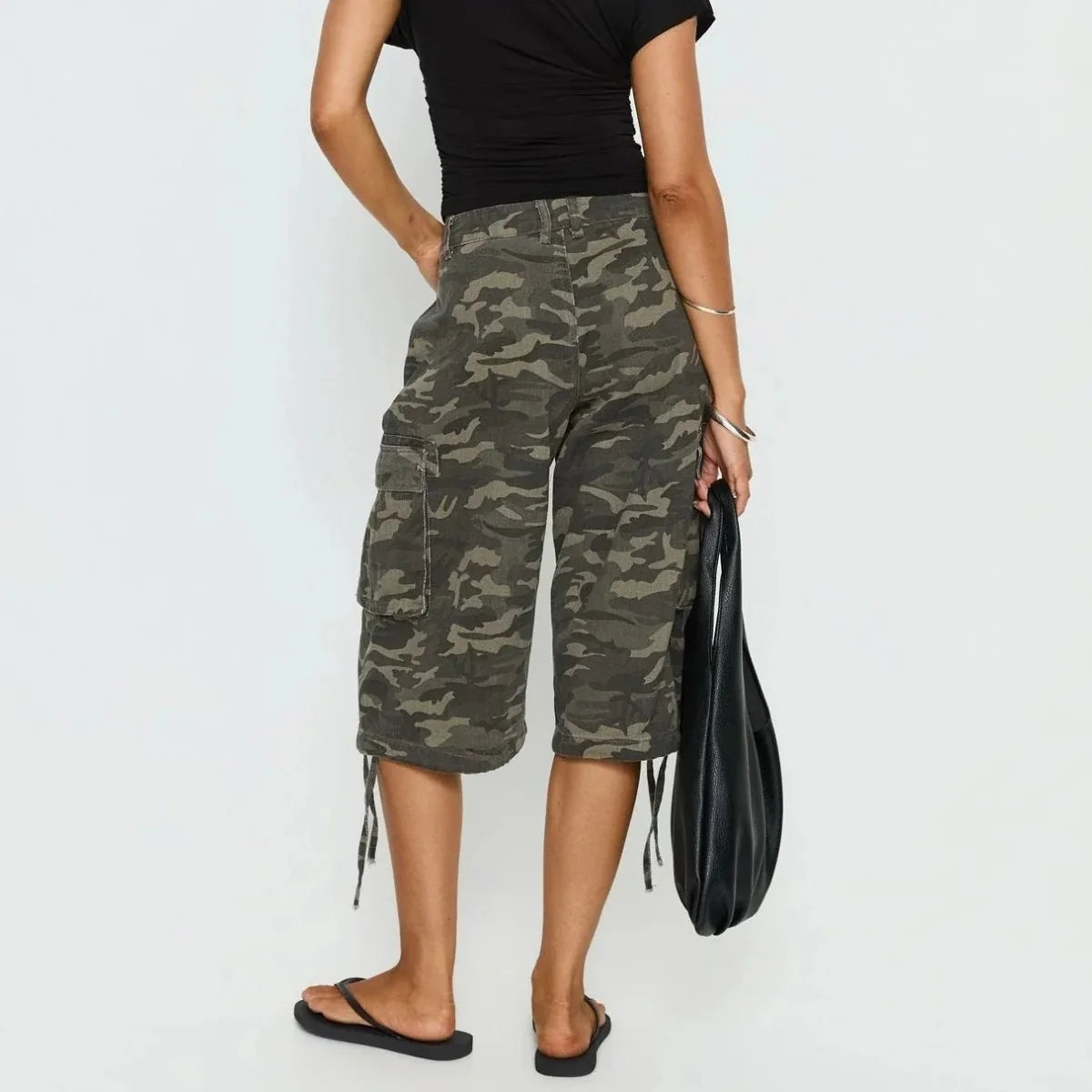 Women's Cargo Shorts Camo Wide-Leg Longline - Camo