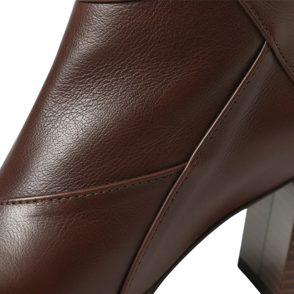 Women’s Leather Ankle Boots | Block Heel Zip Boots