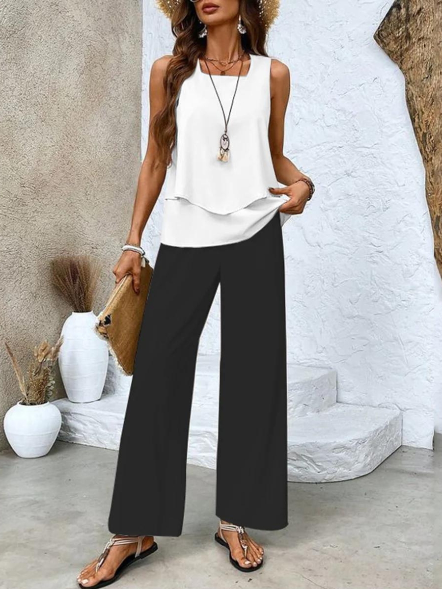 Women’s Sleeveless Co-Ord Set | Printed Holiday Outfit
