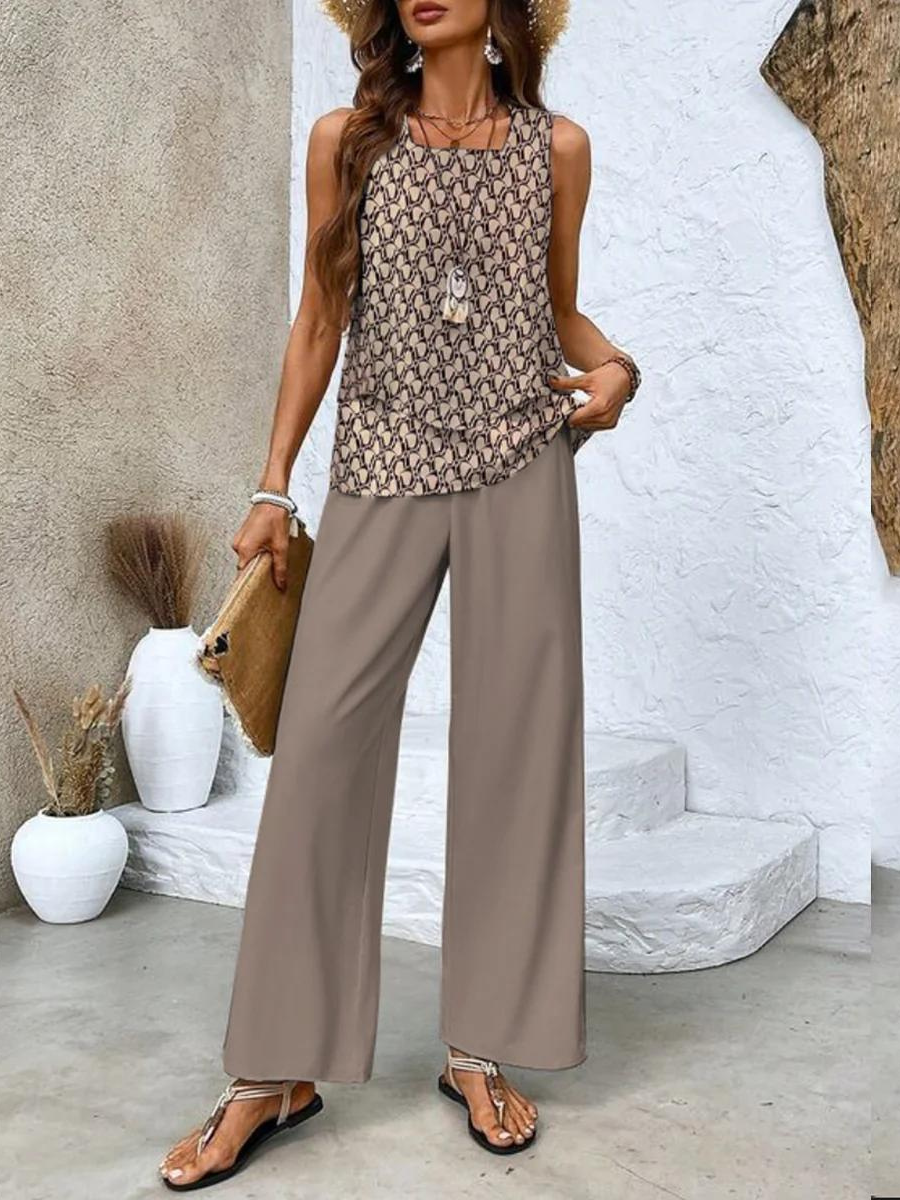 Women’s Sleeveless Co-Ord Set | Printed Holiday Outfit