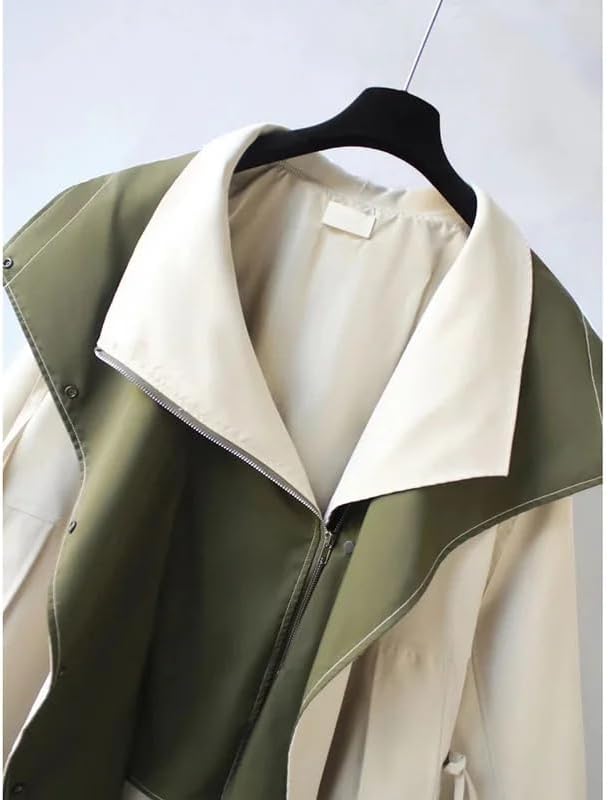 Women's colour block jacket with wide collar, long sleeves and front pockets