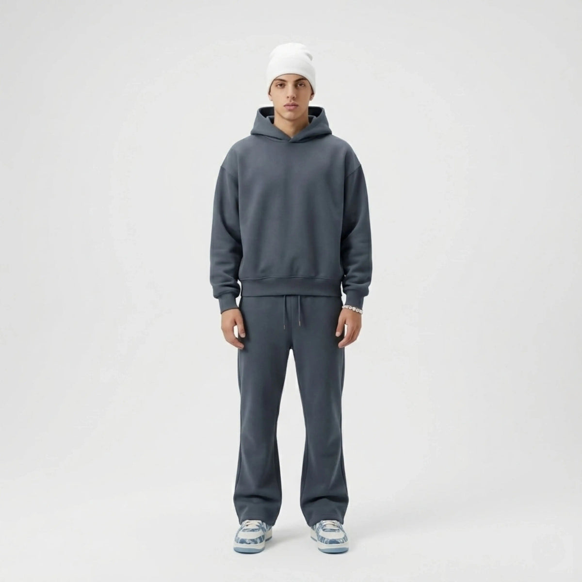 Men's hooded tracksuit set with sweatshirt and jogger trousers