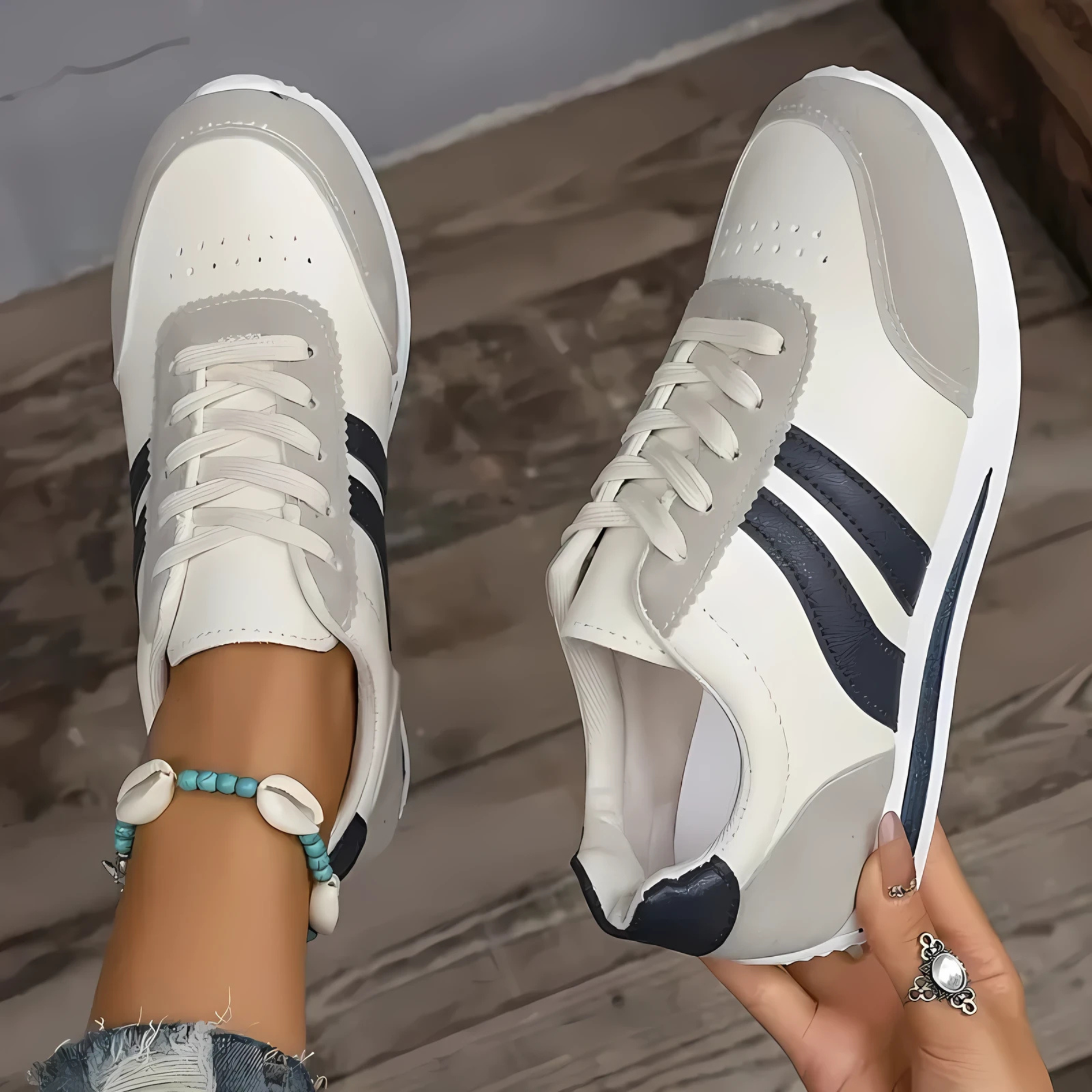 Women’s White Leather Casual Trainers