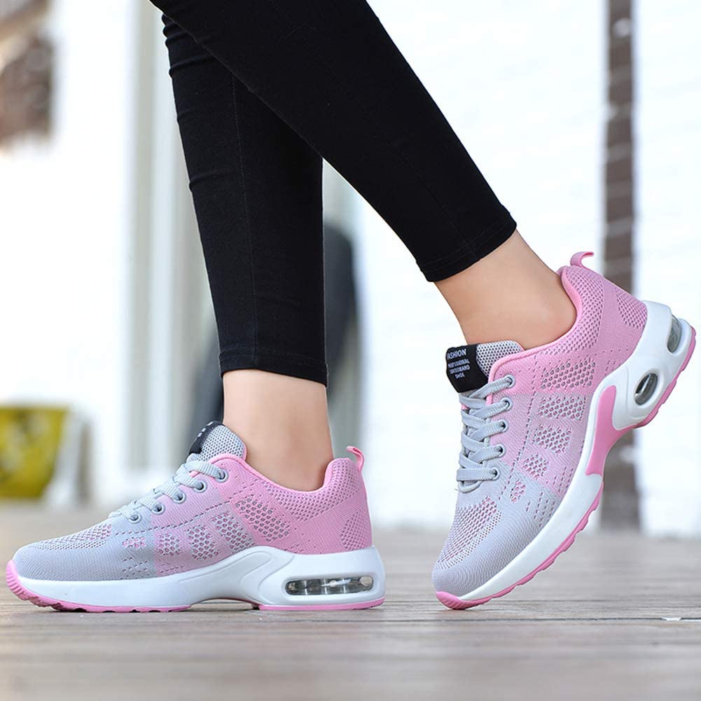 Women's Knit Trainers Lace-Up Air Cushion Platform
