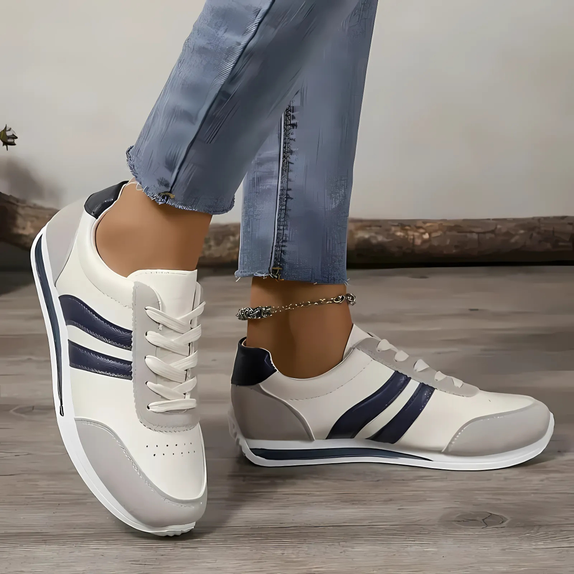 Women’s White Leather Casual Trainers