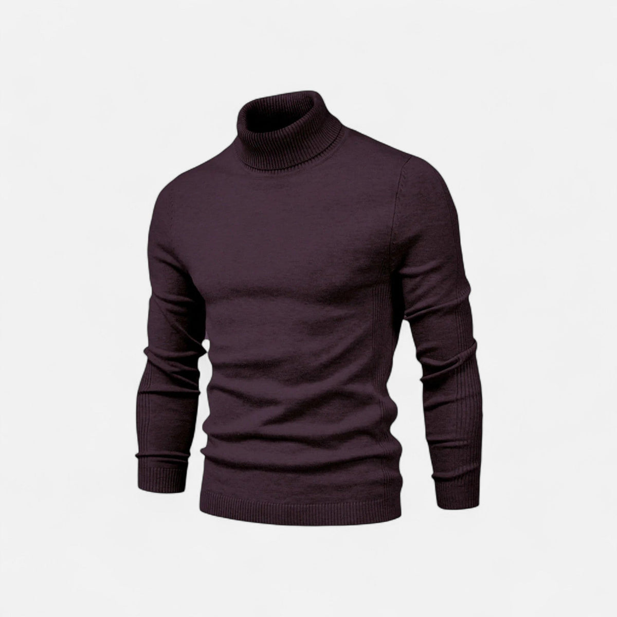 Men's ribbed turtle neck jumper with long sleeves and slim fit
