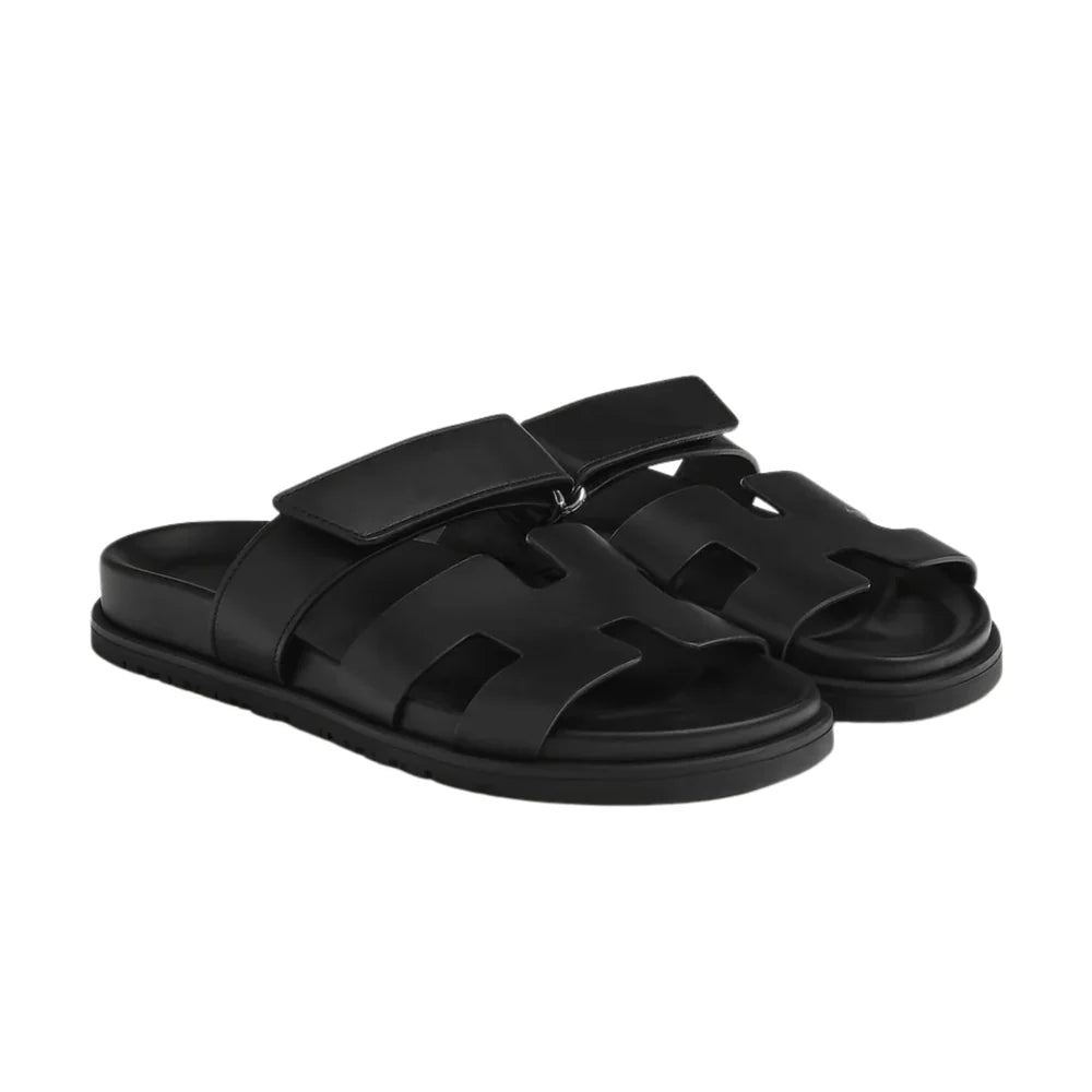 Women’s Leather Slide Sandals | Cut-Out Flat Mules