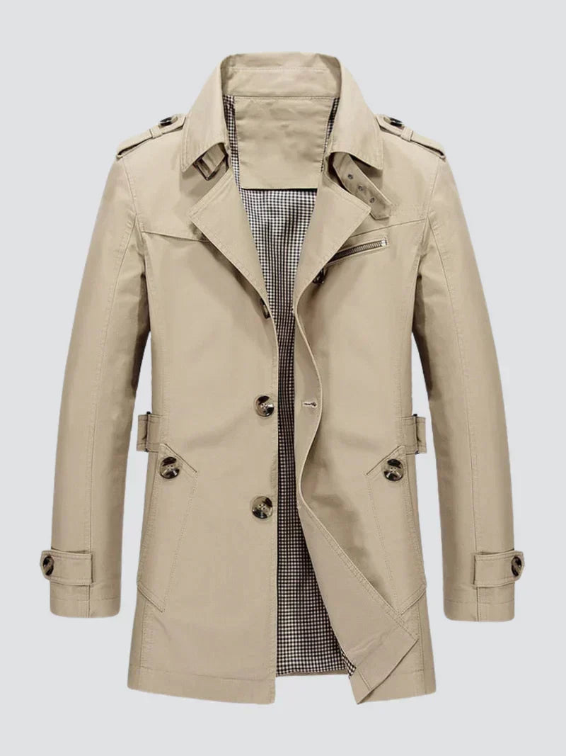 Men's Trench Coat Single-Breasted Epaulette - Beige