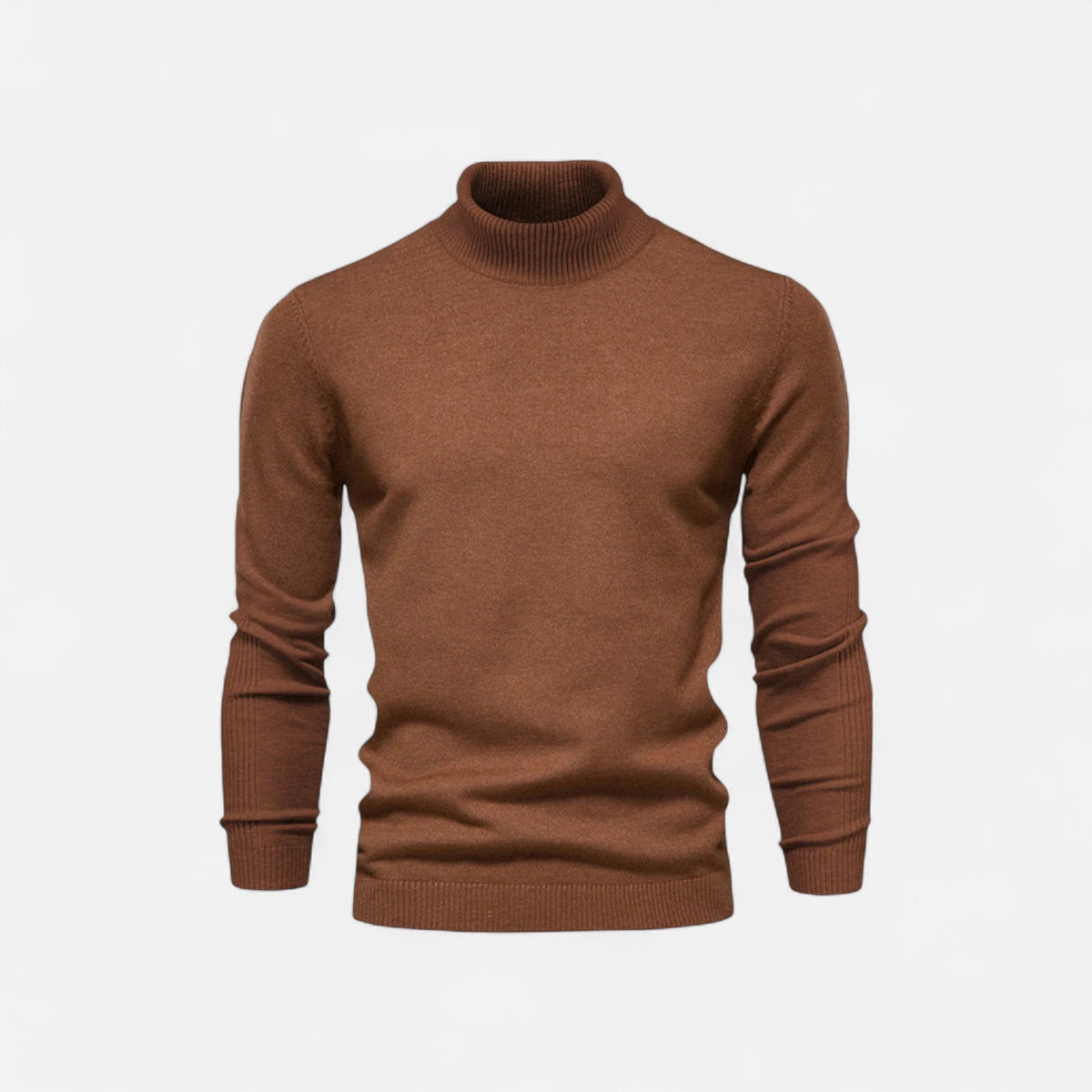 Men's ribbed turtle neck jumper with long sleeves and slim fit