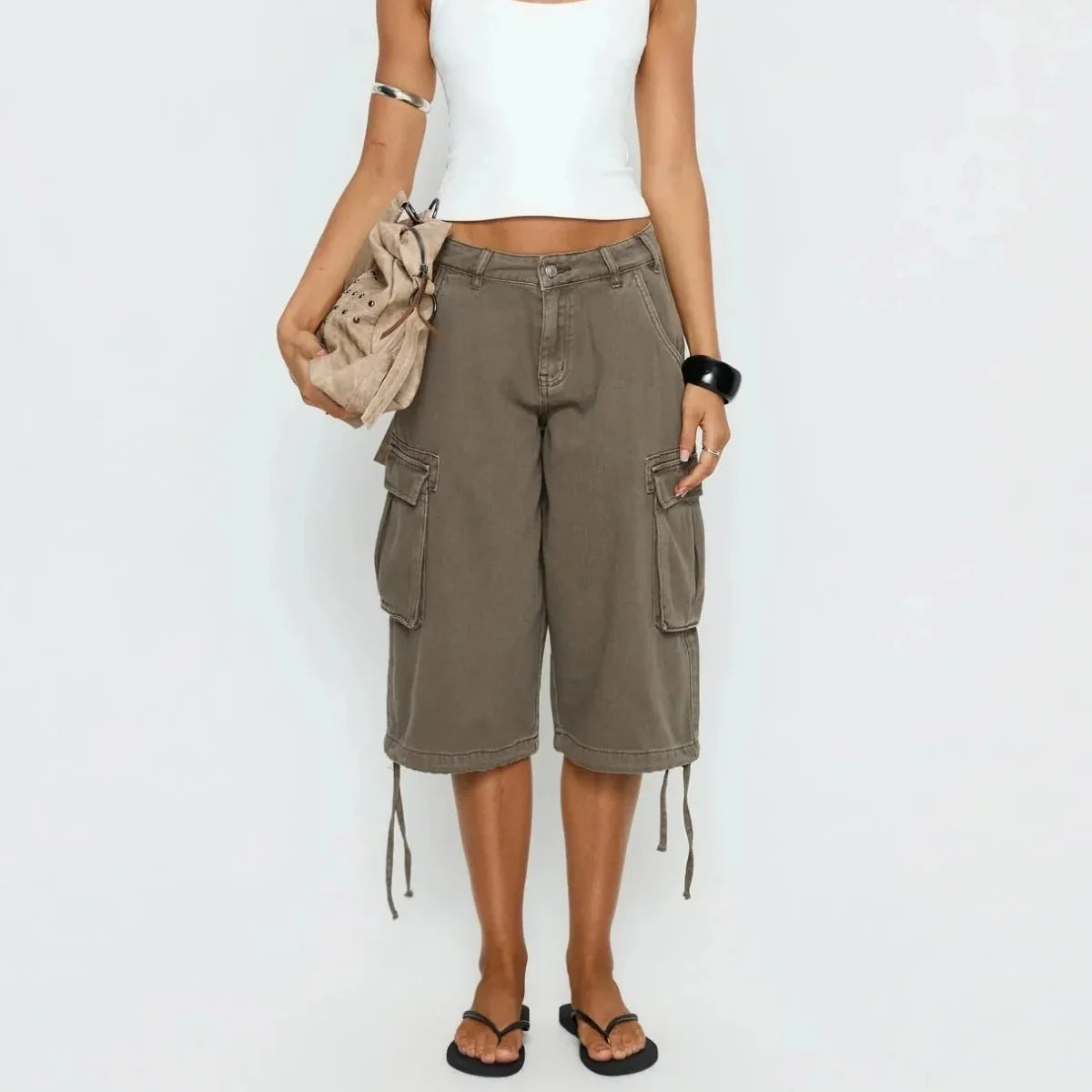 Women's Cargo Shorts Camo Wide-Leg Longline - Camo