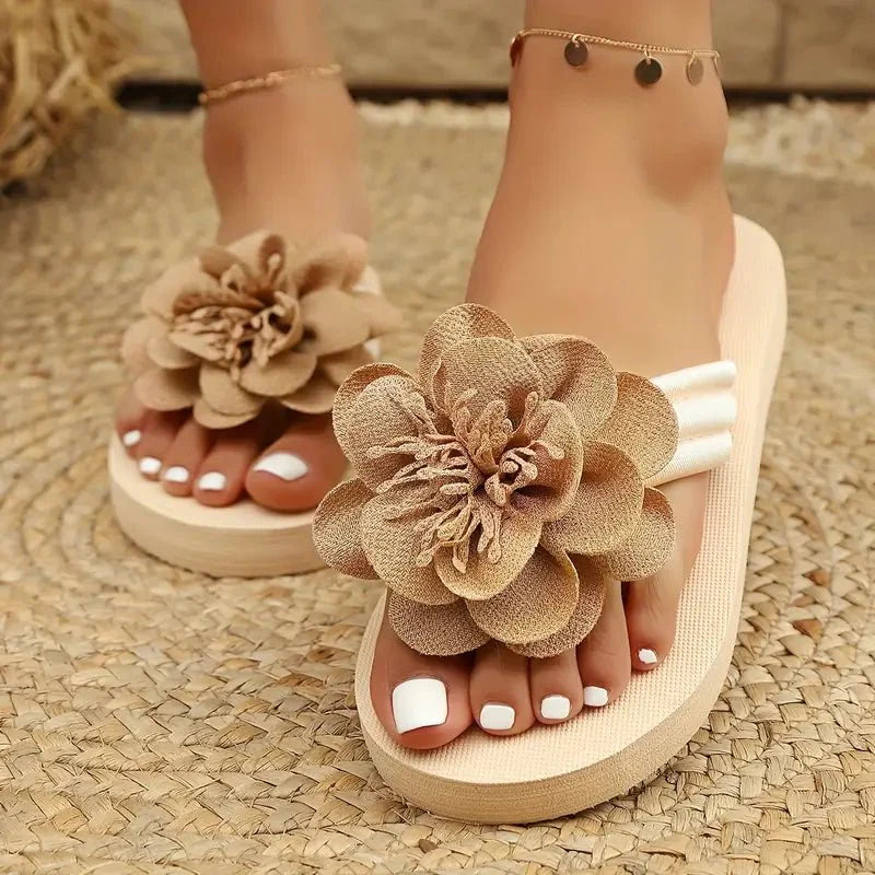 Women's Floral Slide Sandals Mid Heel