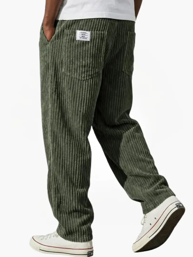 Men's Corduroy Trousers Relaxed Wide Leg - Green