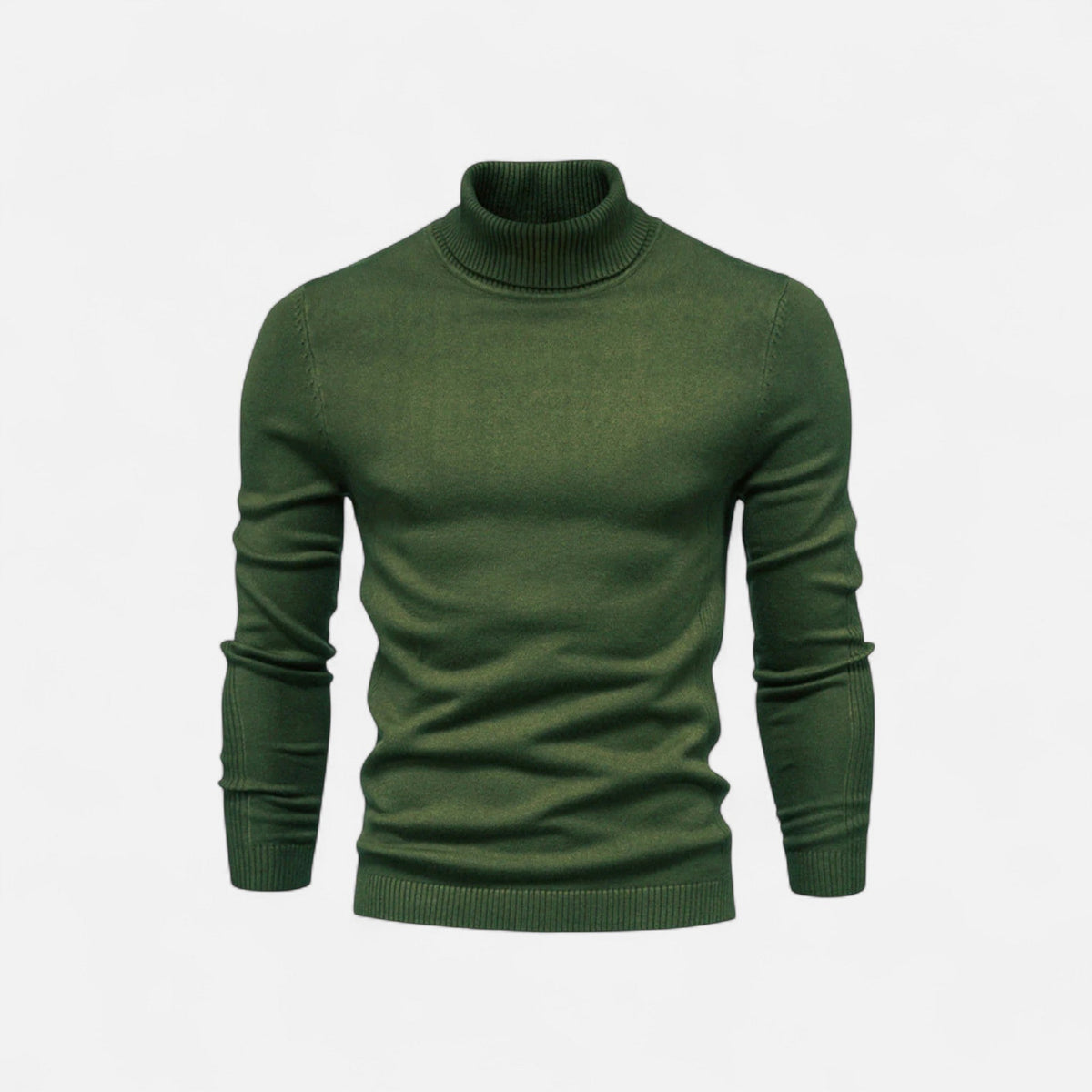 Men's ribbed turtle neck jumper with long sleeves and slim fit