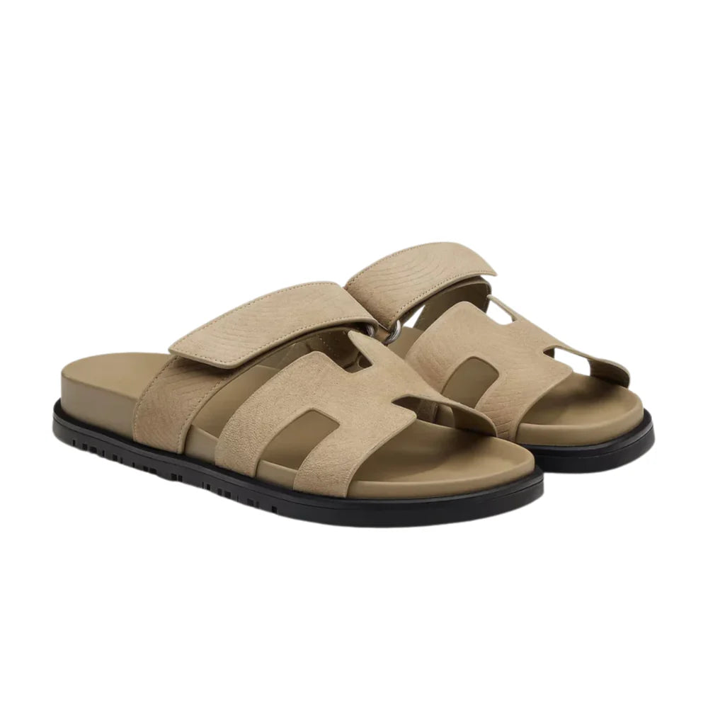 Women’s Leather Slide Sandals | Cut-Out Flat Mules