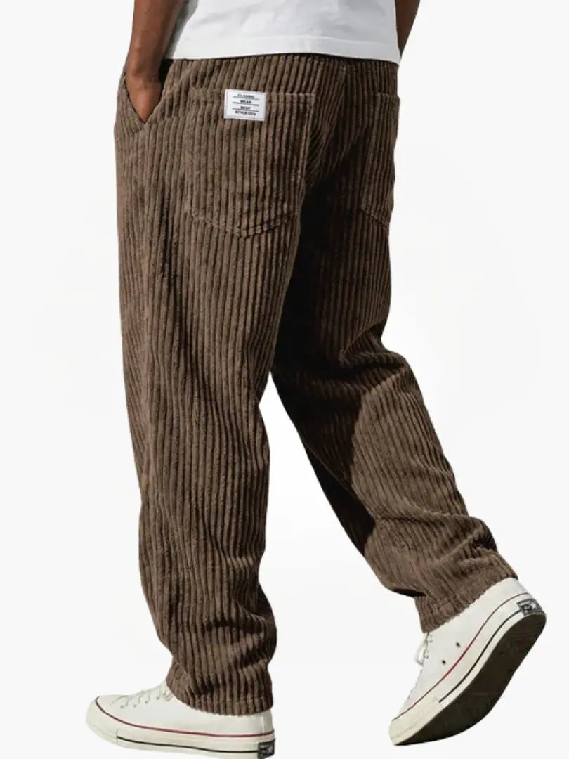 Men's Corduroy Trousers Relaxed Wide Leg - Brown