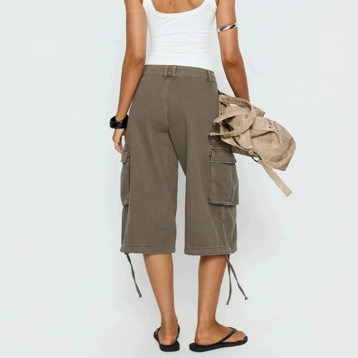 Women's Cargo Shorts Camo Wide-Leg Longline - Camo