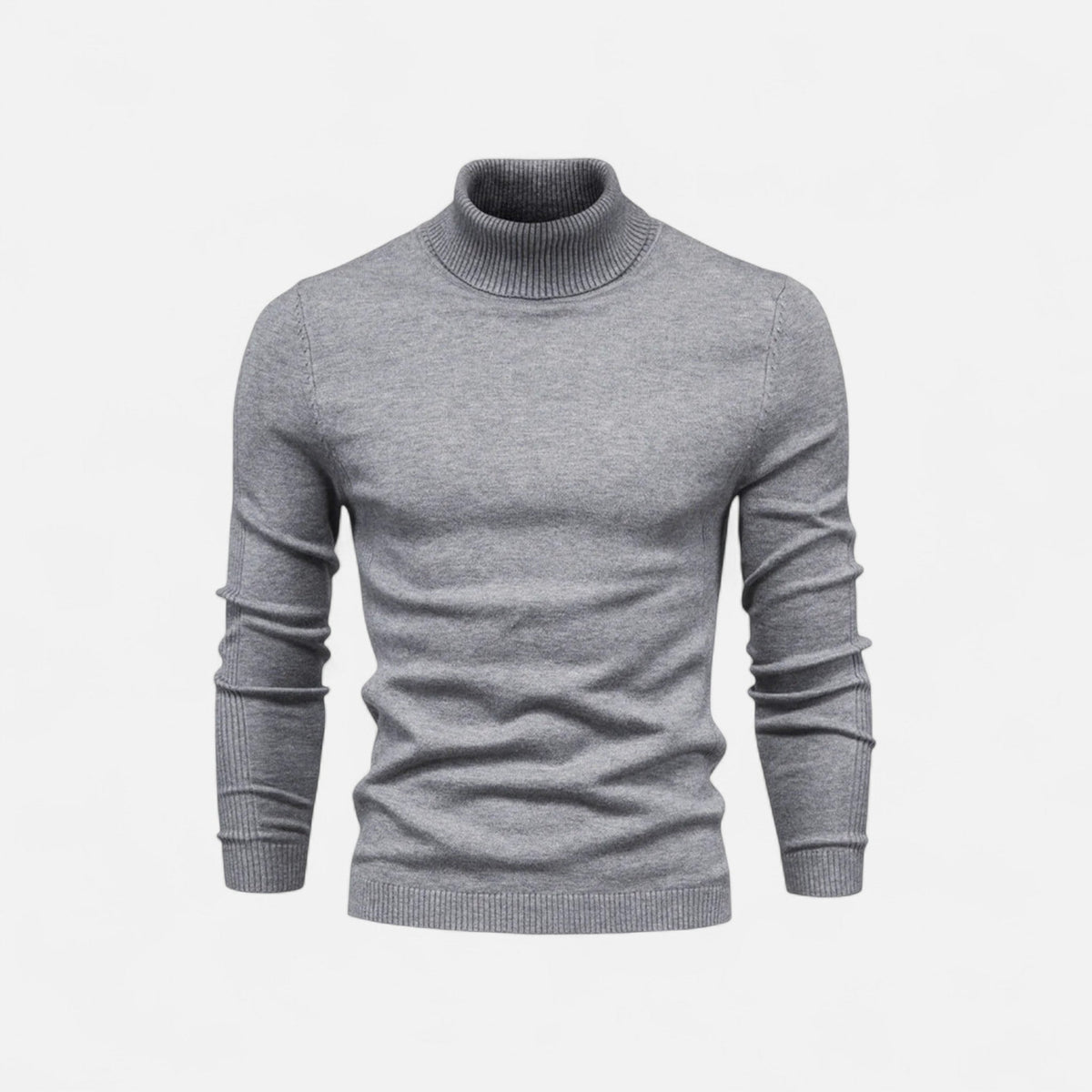 Men's ribbed turtle neck jumper with long sleeves and slim fit
