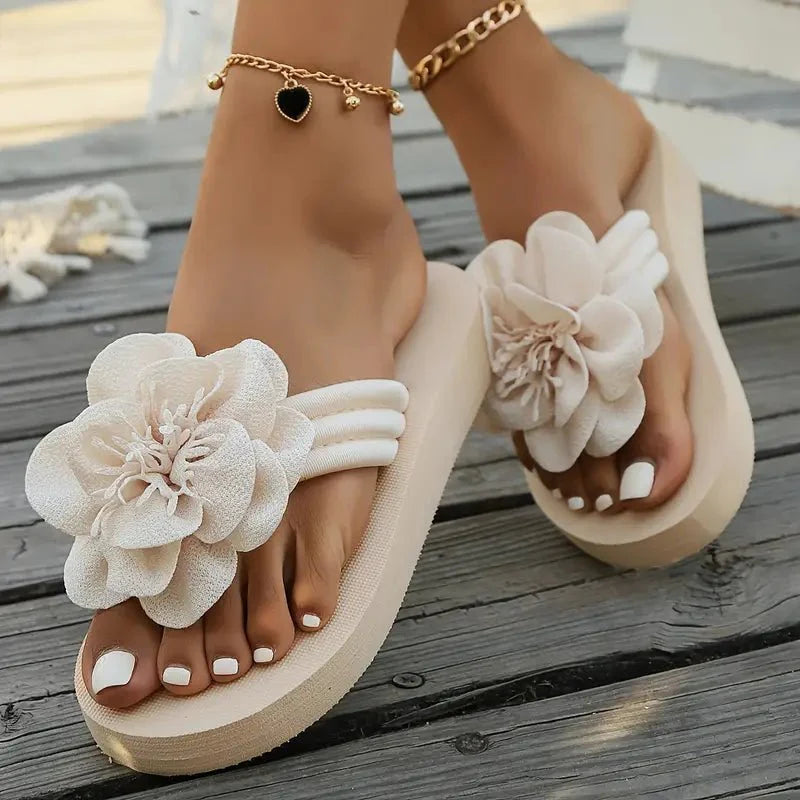 Women's Floral Slide Sandals Mid Heel