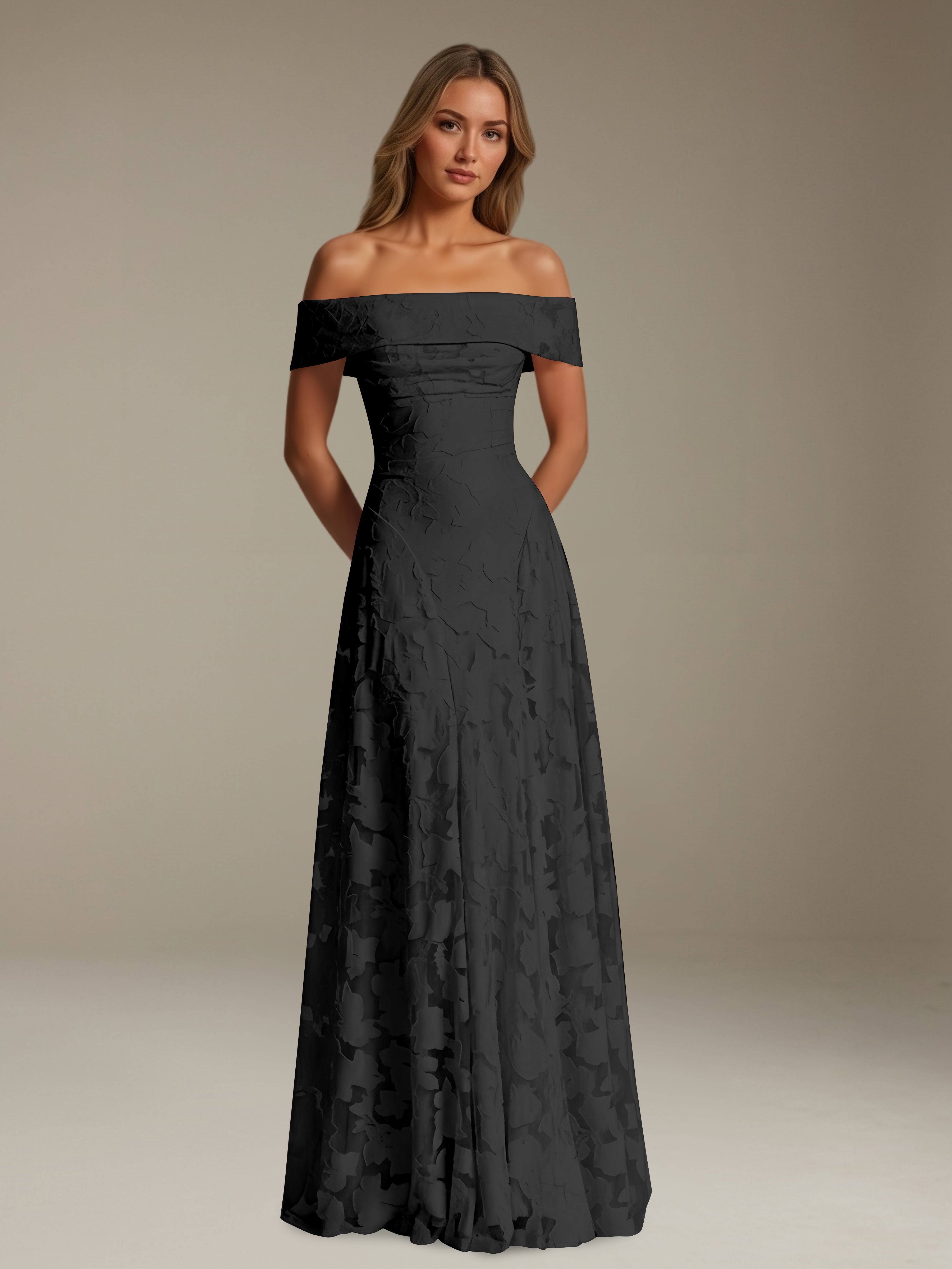 Women’s Off-Shoulder Floral Lace Maxi Dress | A-Line Occasion Gown