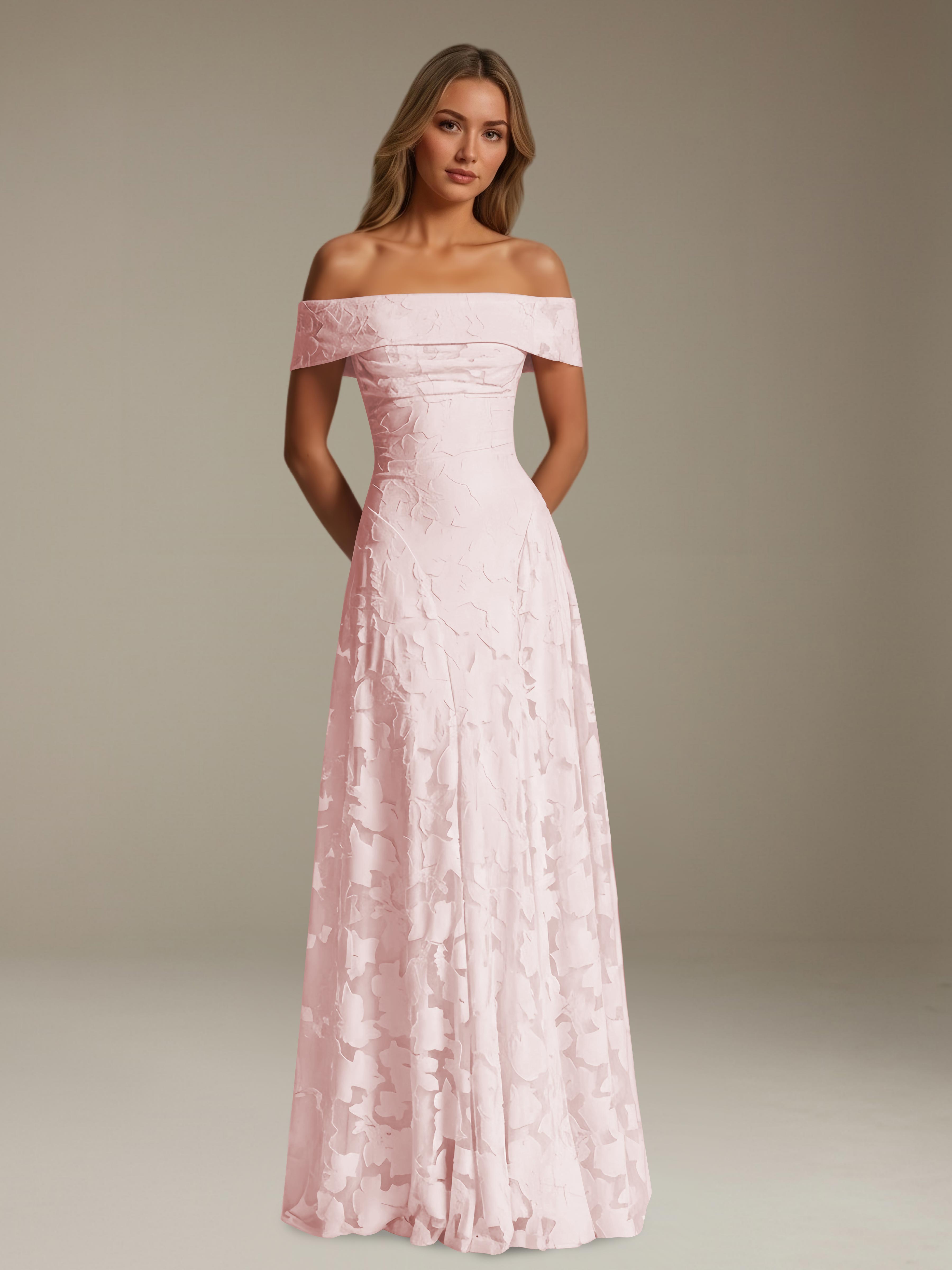 Women’s Off-Shoulder Floral Lace Maxi Dress | A-Line Occasion Gown