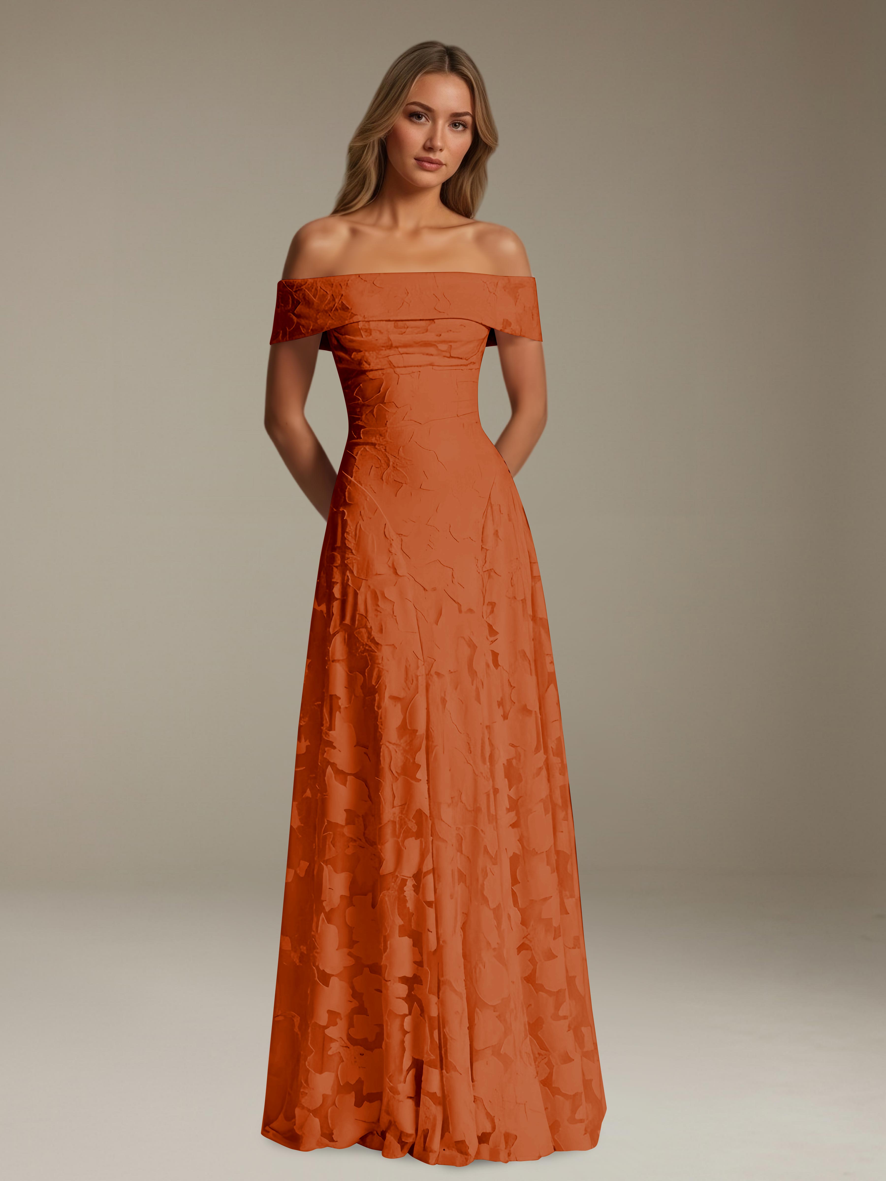 Women’s Off-Shoulder Floral Lace Maxi Dress | A-Line Occasion Gown