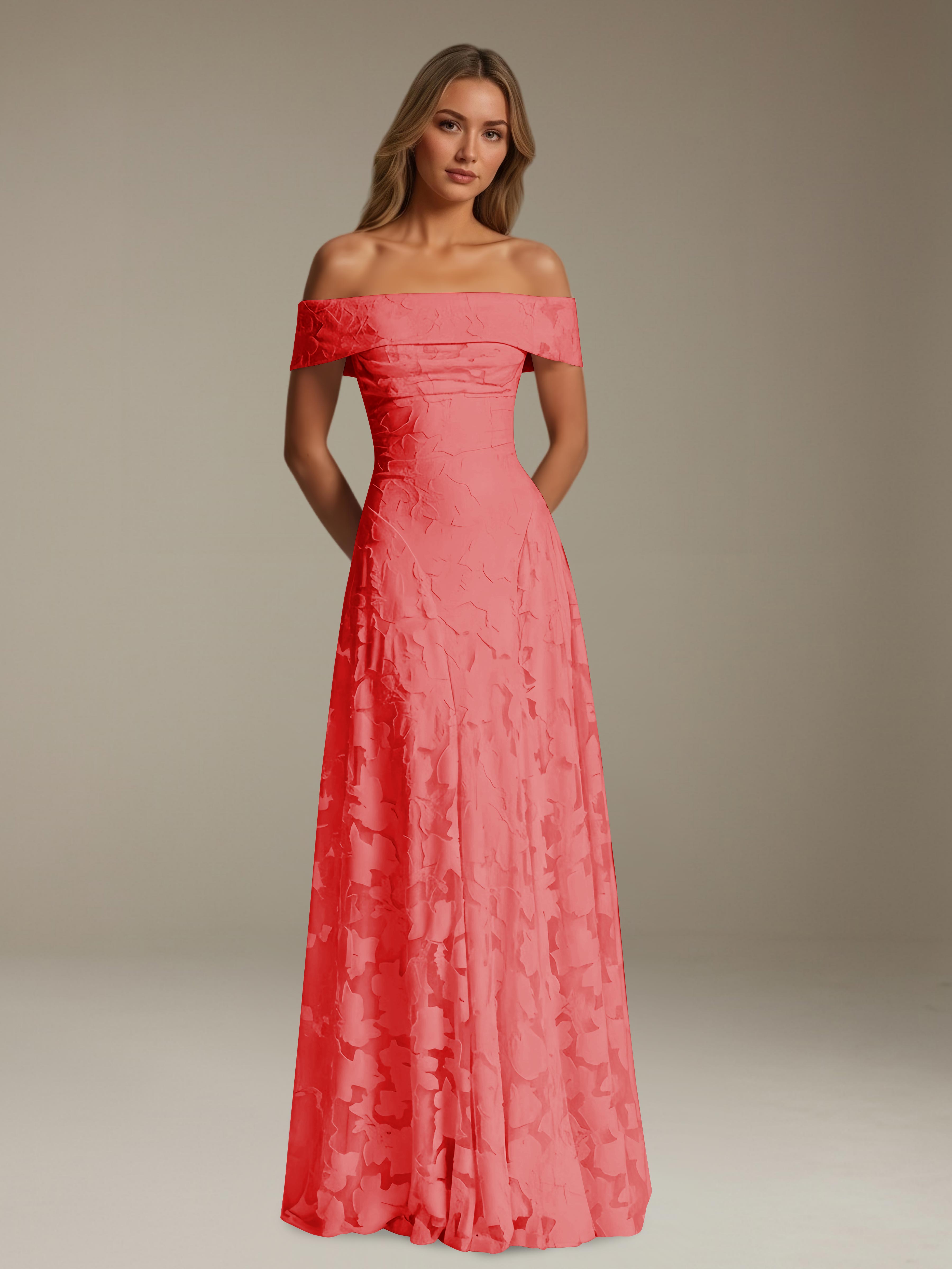 Women’s Off-Shoulder Floral Lace Maxi Dress | A-Line Occasion Gown