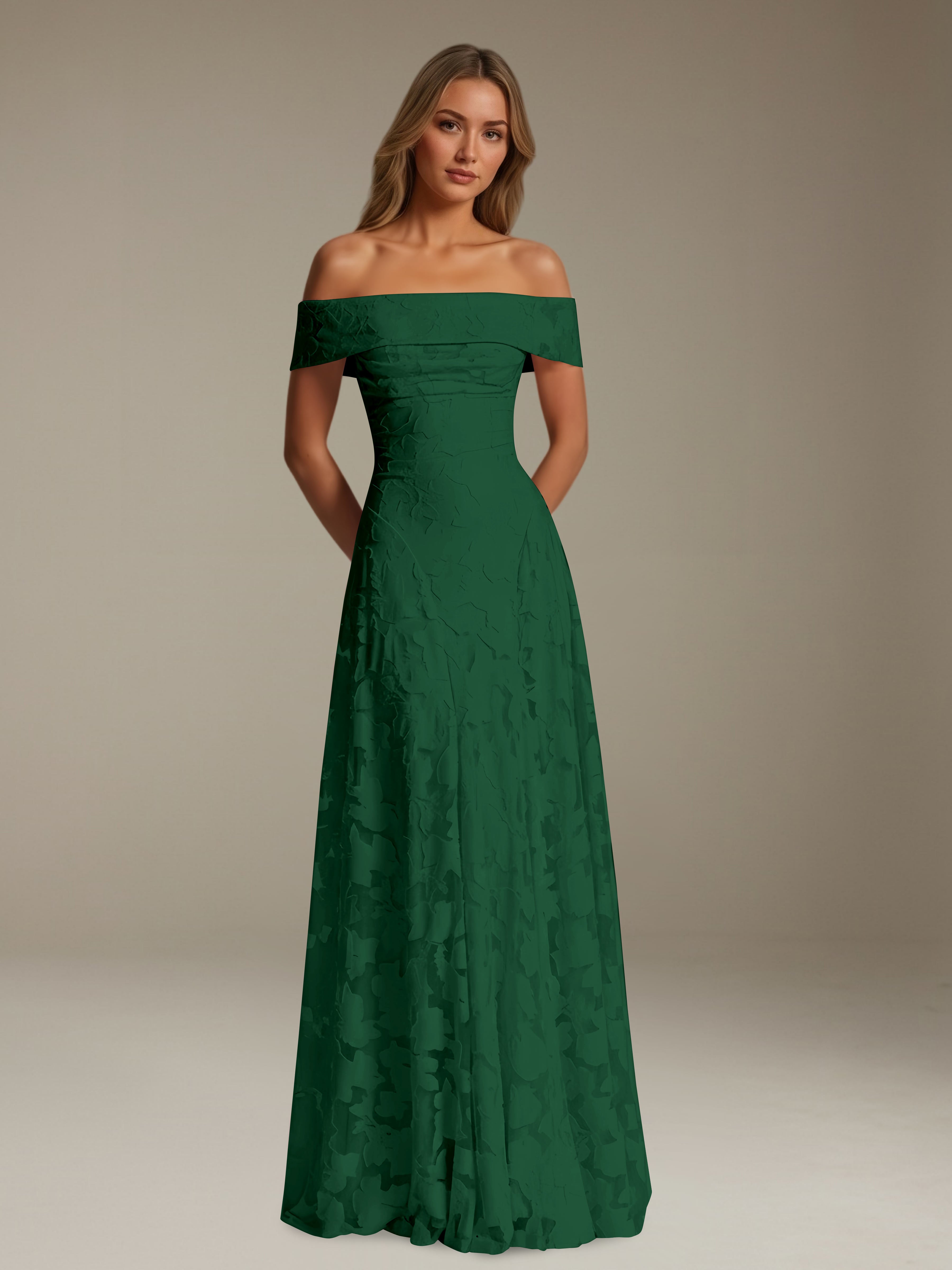 Women’s Off-Shoulder Floral Lace Maxi Dress | A-Line Occasion Gown