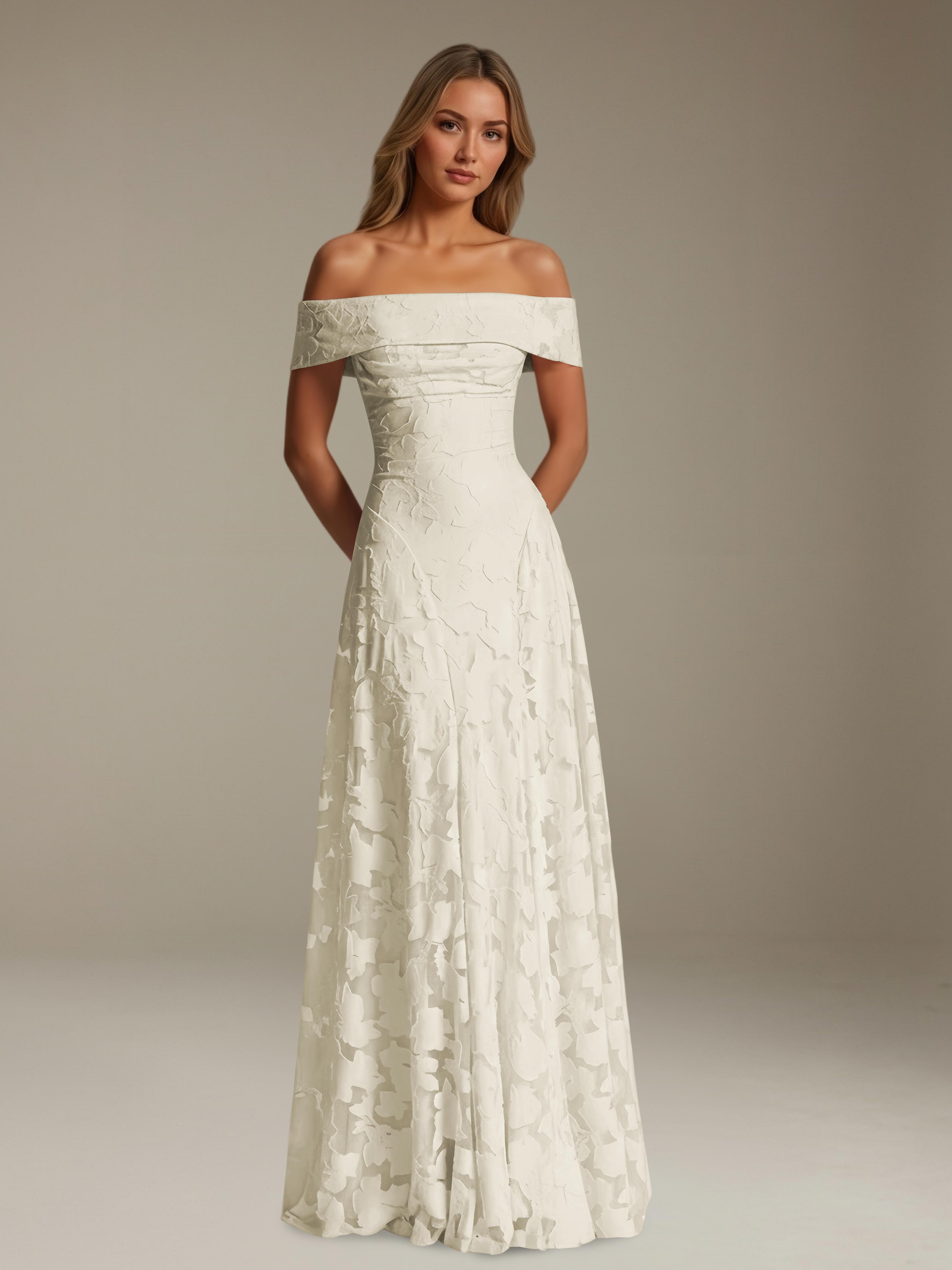 Women’s Off-Shoulder Floral Lace Maxi Dress | A-Line Occasion Gown