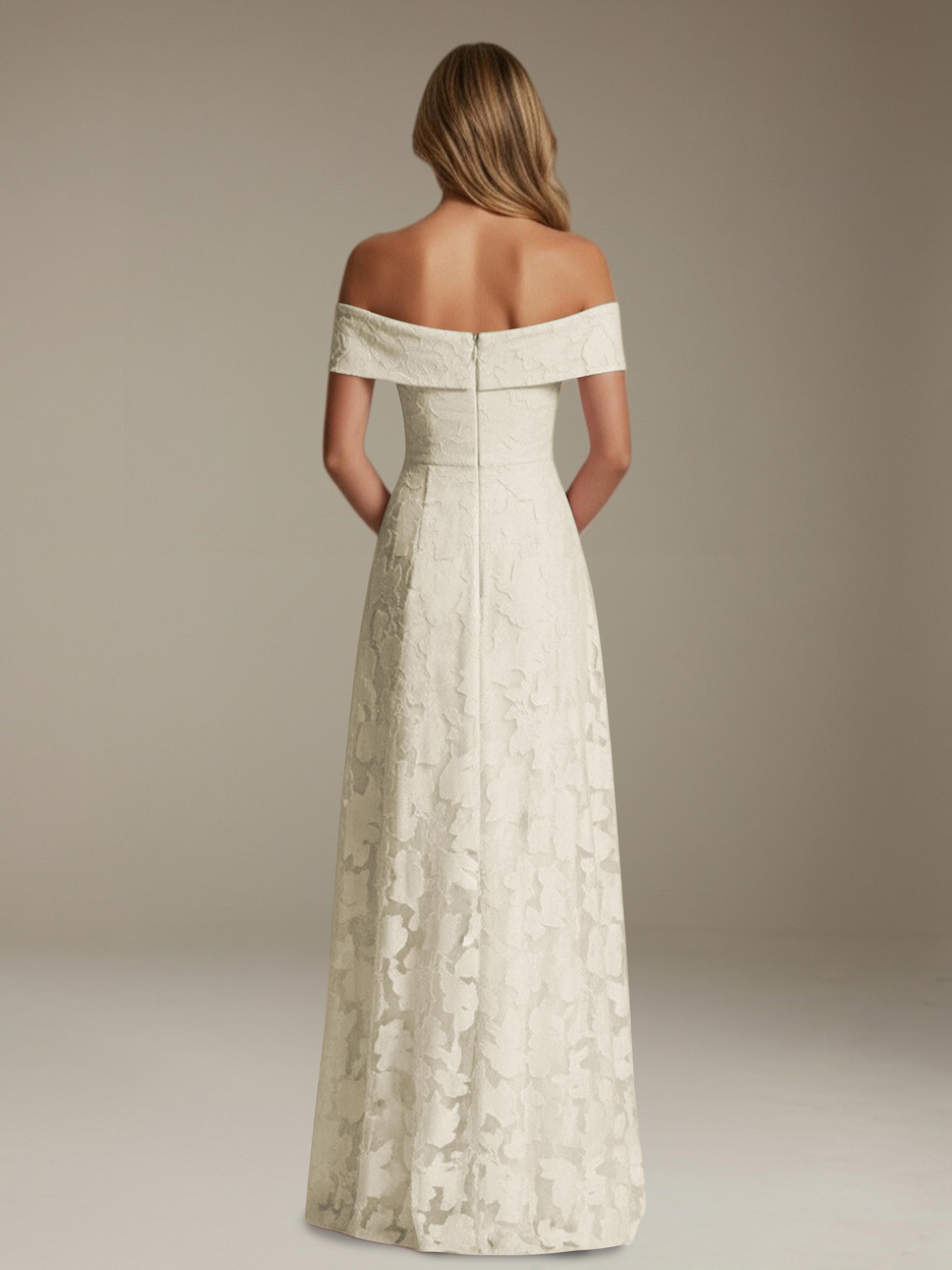 Women’s Off-Shoulder Floral Lace Maxi Dress | A-Line Occasion Gown