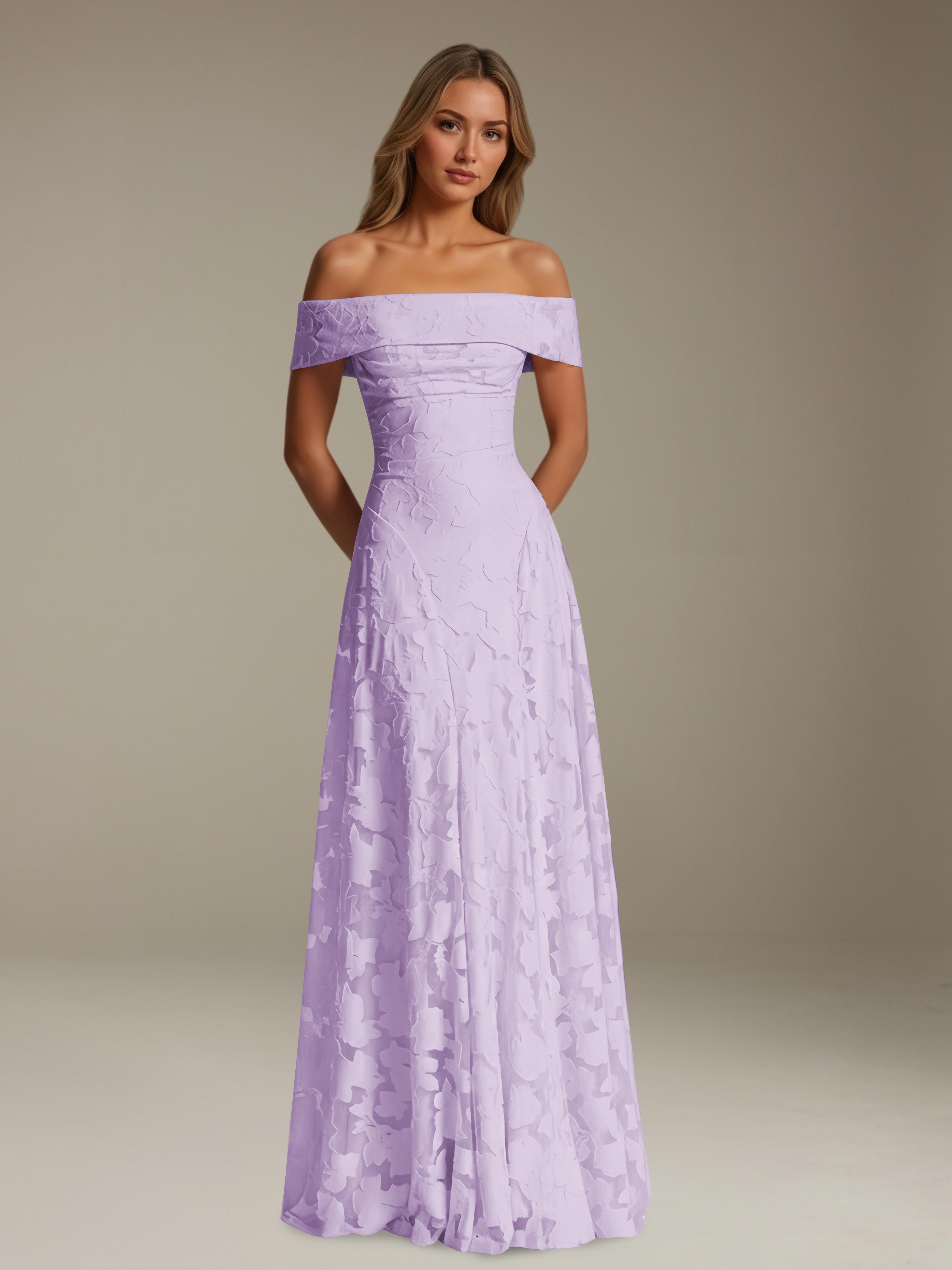 Women’s Off-Shoulder Floral Lace Maxi Dress | A-Line Occasion Gown