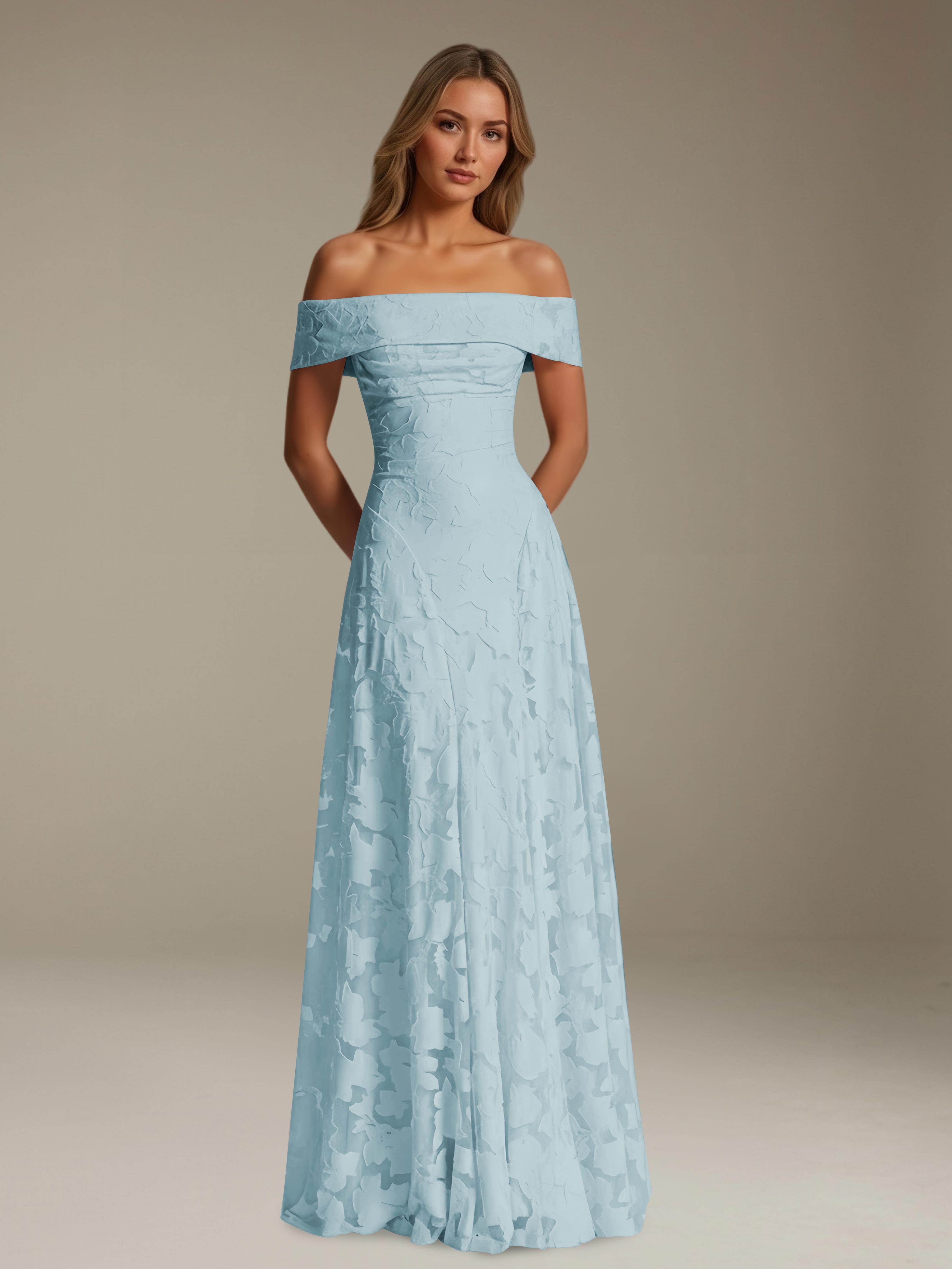 Women’s Off-Shoulder Floral Lace Maxi Dress | A-Line Occasion Gown