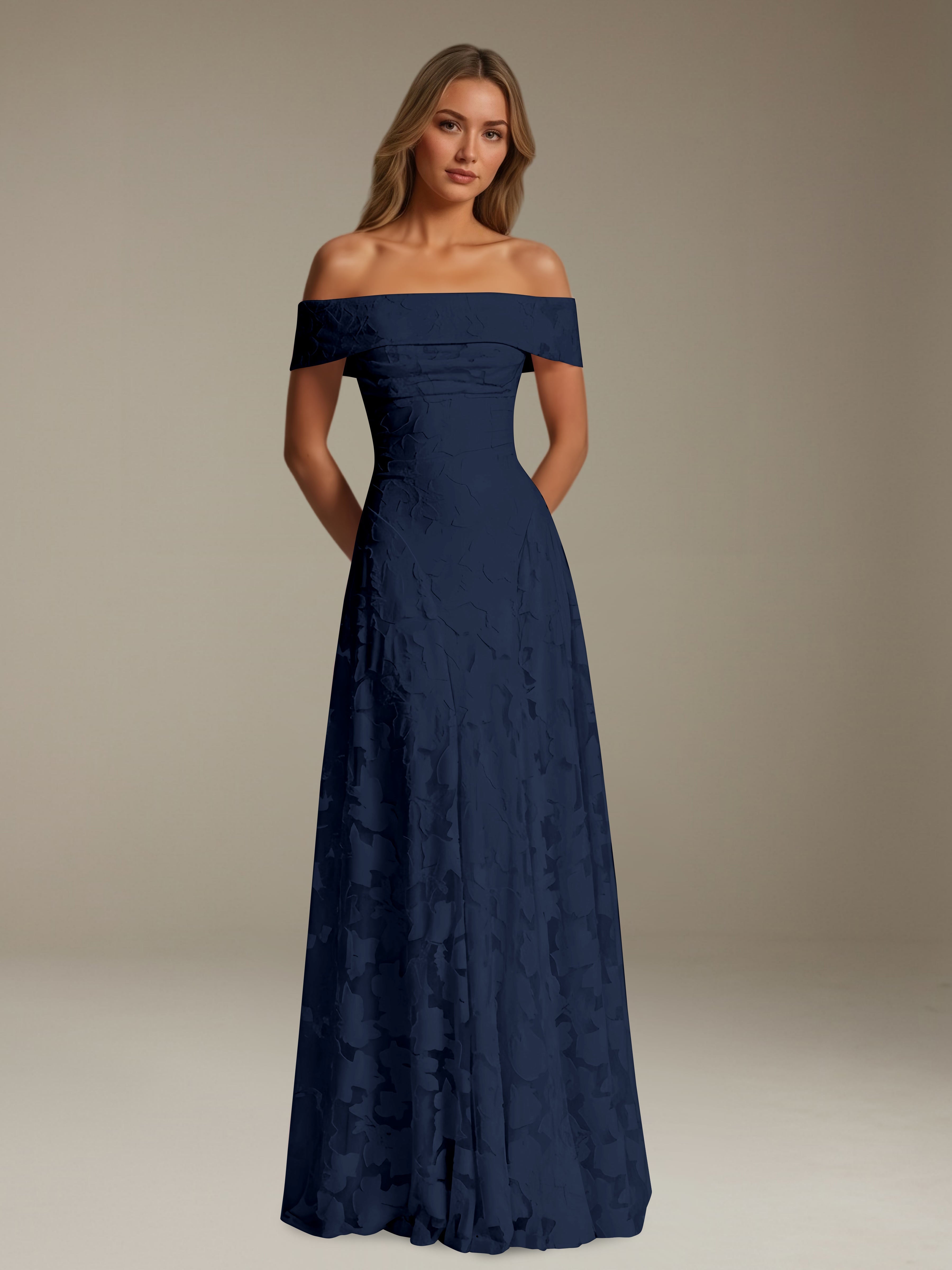 Women’s Off-Shoulder Floral Lace Maxi Dress | A-Line Occasion Gown