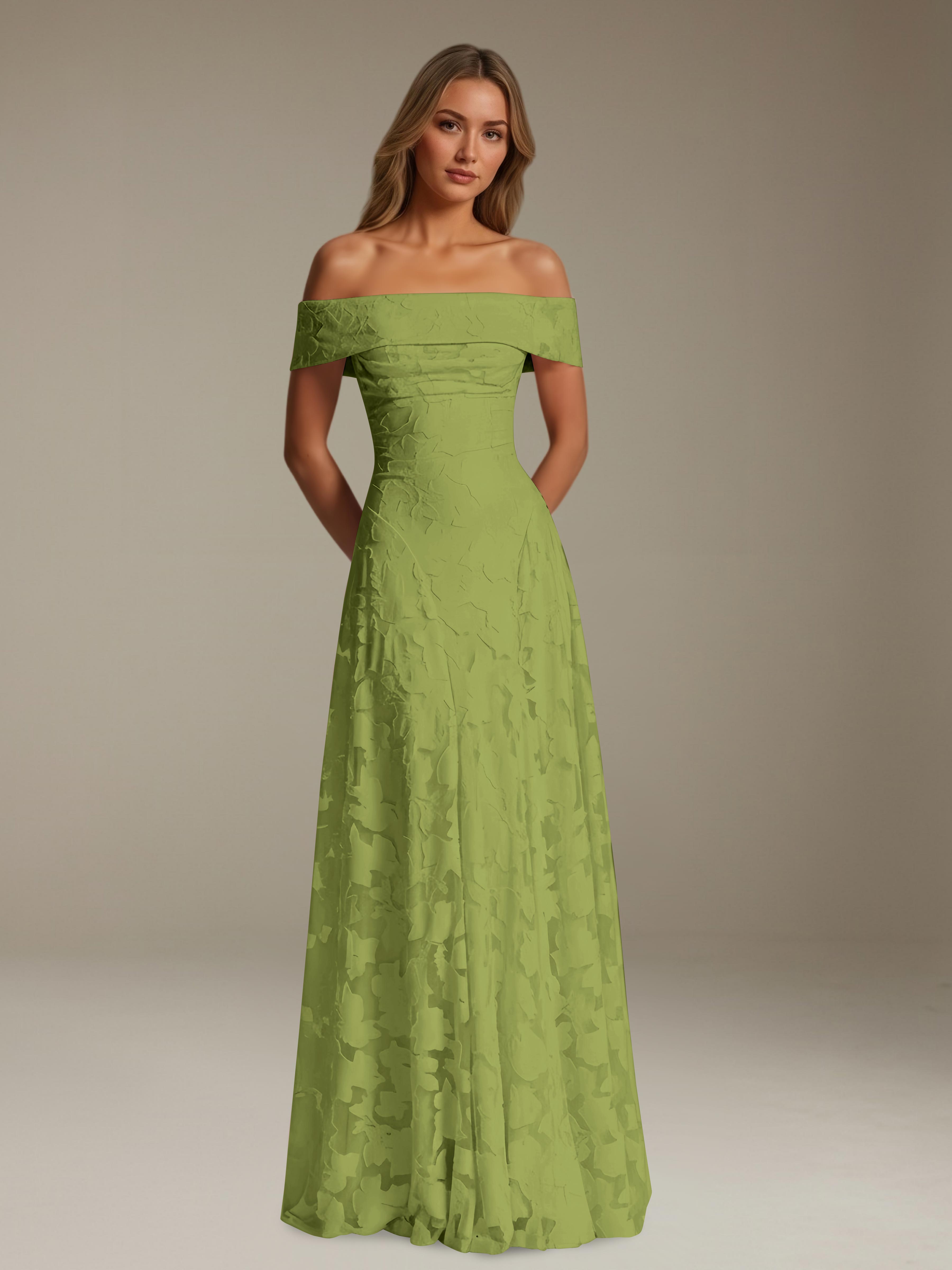 Women’s Off-Shoulder Floral Lace Maxi Dress | A-Line Occasion Gown