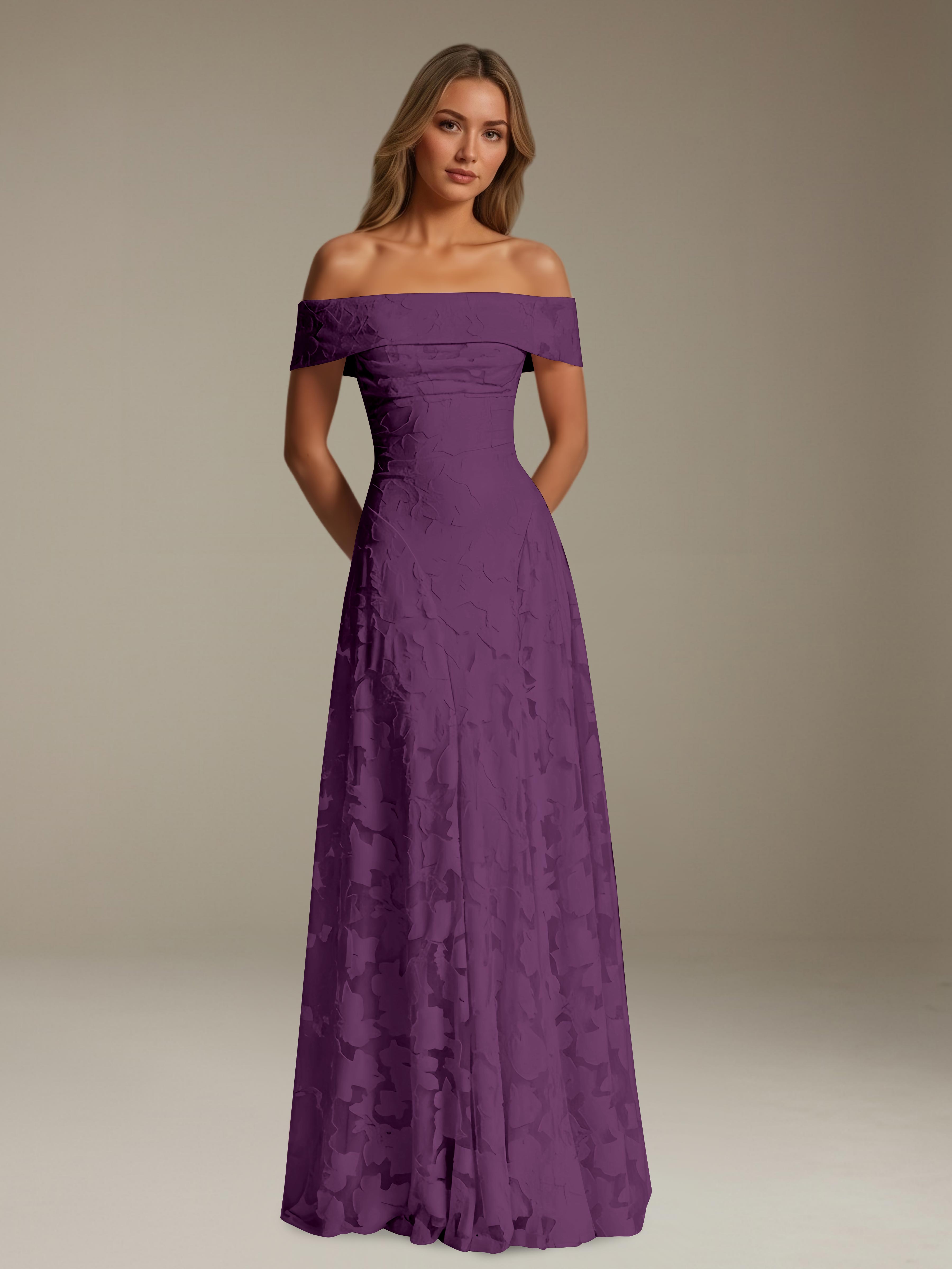 Women’s Off-Shoulder Floral Lace Maxi Dress | A-Line Occasion Gown