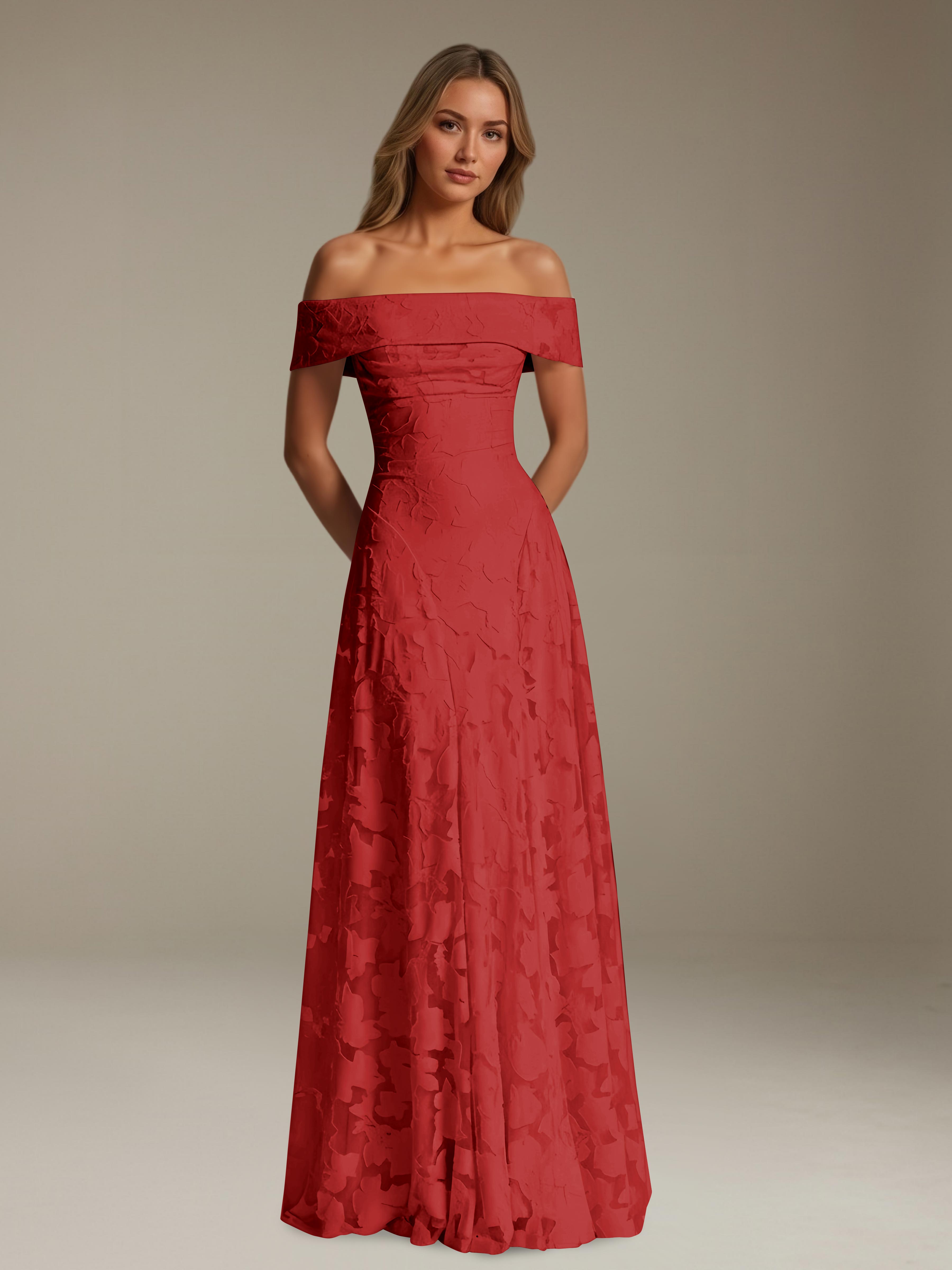 Women’s Off-Shoulder Floral Lace Maxi Dress | A-Line Occasion Gown