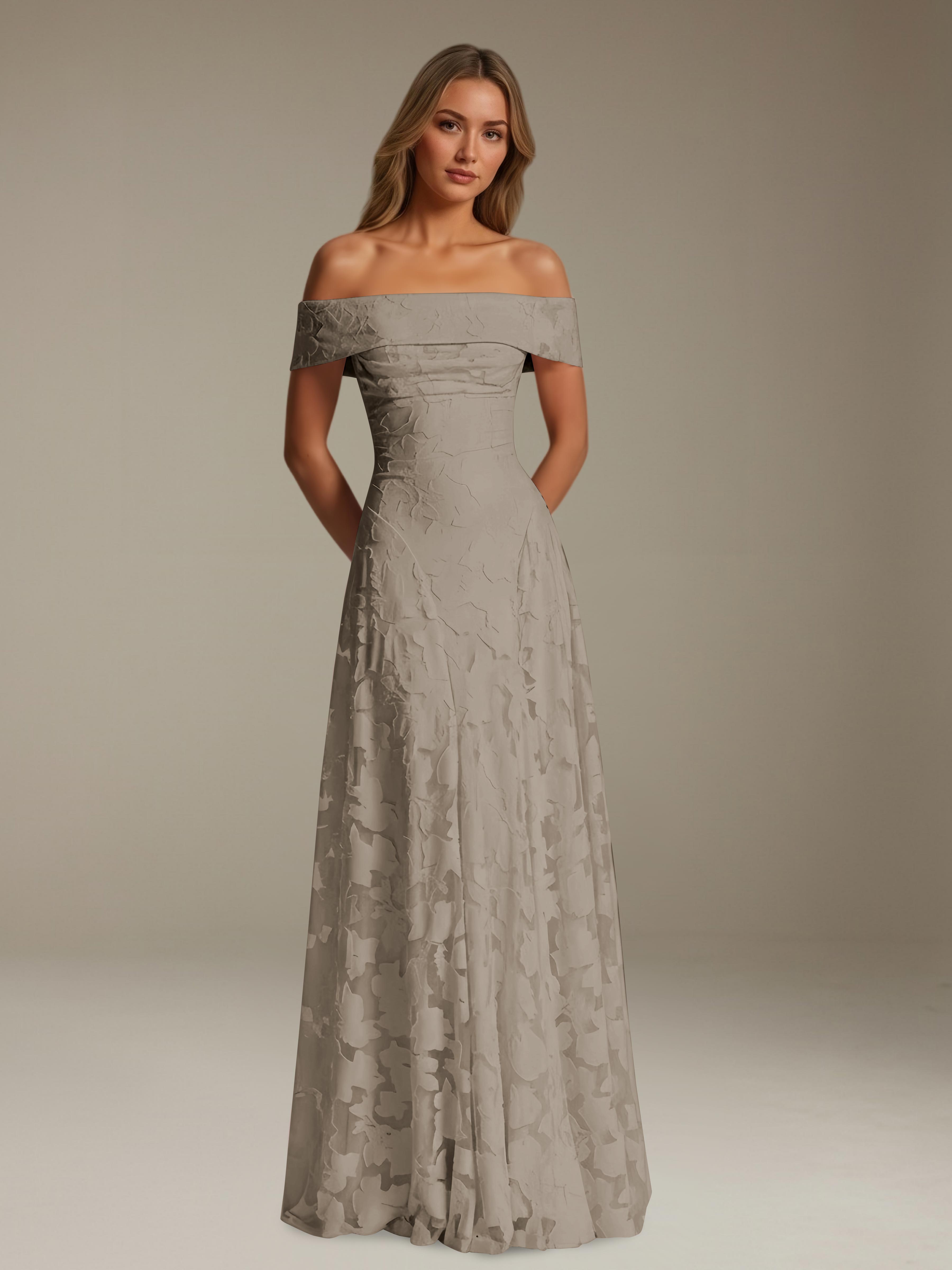 Women’s Off-Shoulder Floral Lace Maxi Dress | A-Line Occasion Gown