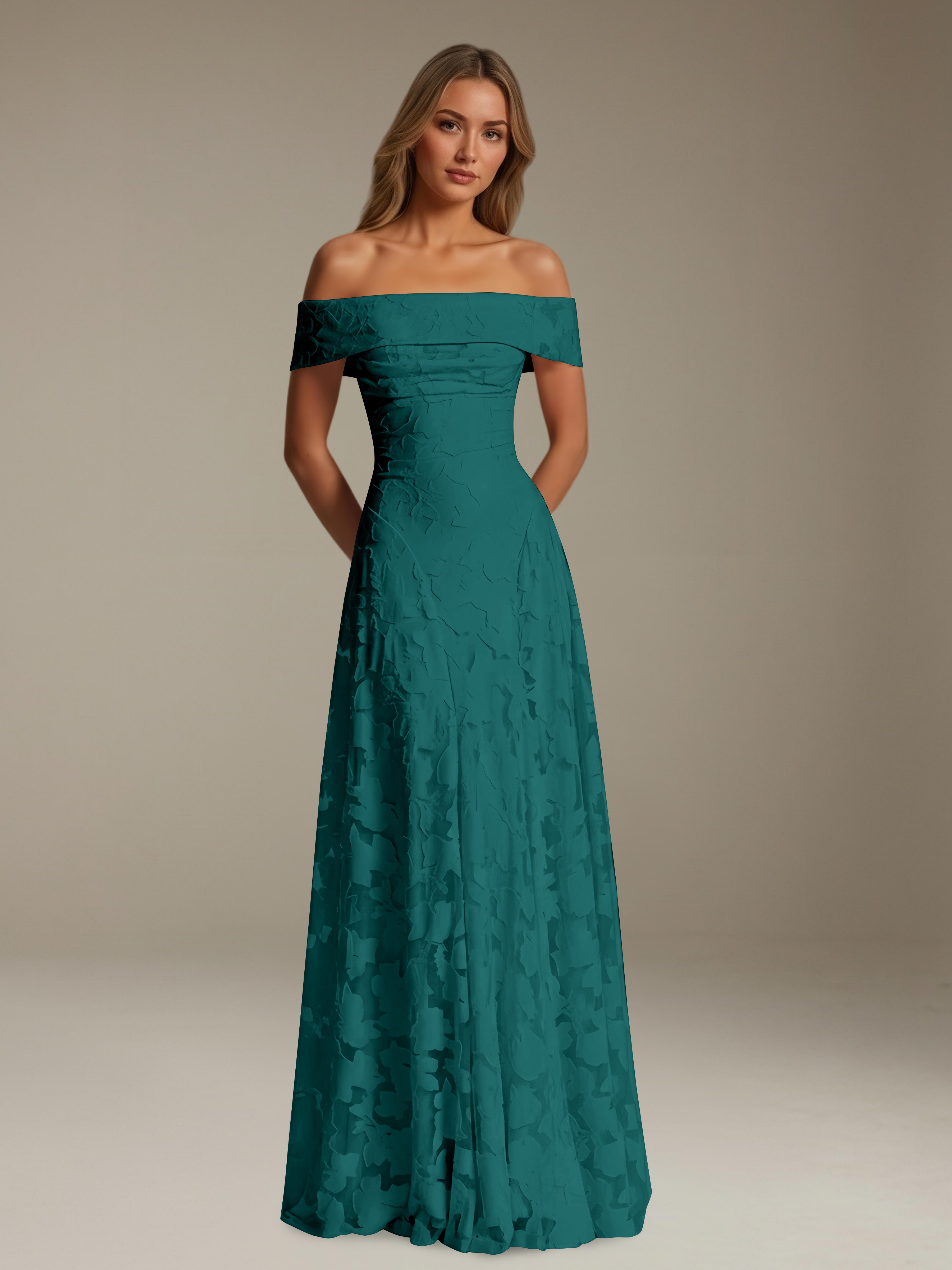 Women’s Off-Shoulder Floral Lace Maxi Dress | A-Line Occasion Gown