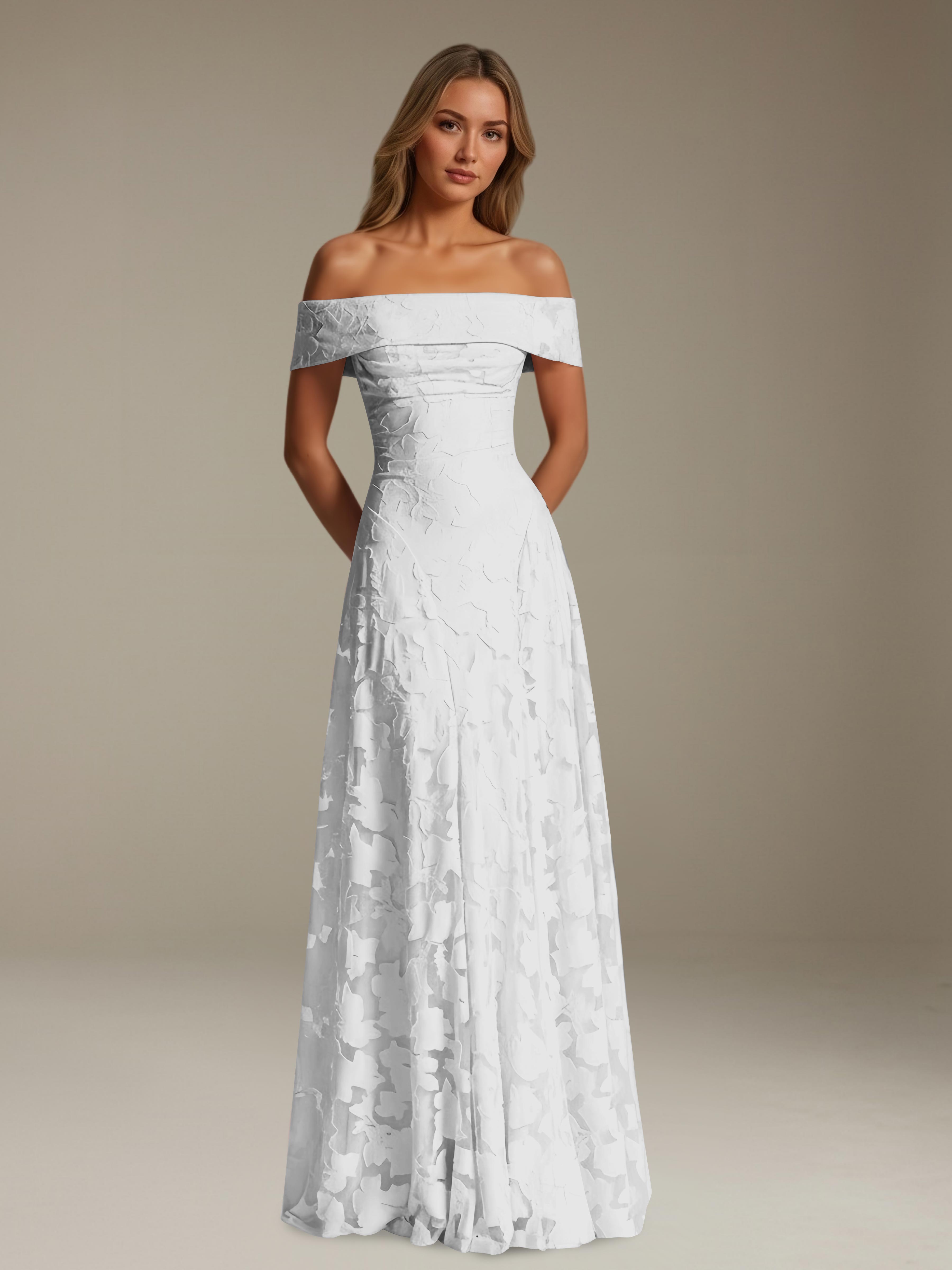 Women’s Off-Shoulder Floral Lace Maxi Dress | A-Line Occasion Gown