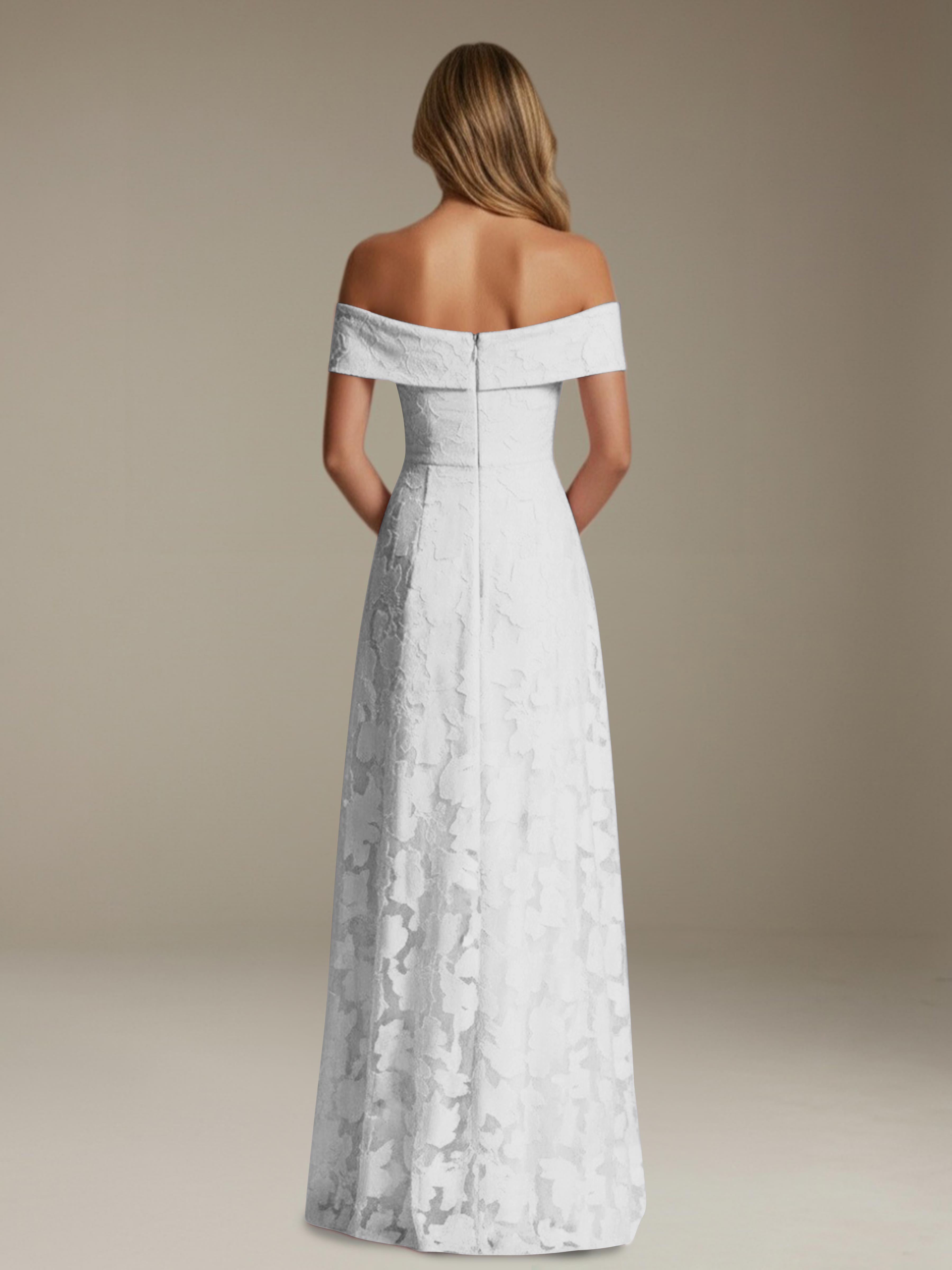 Women’s Off-Shoulder Floral Lace Maxi Dress | A-Line Occasion Gown