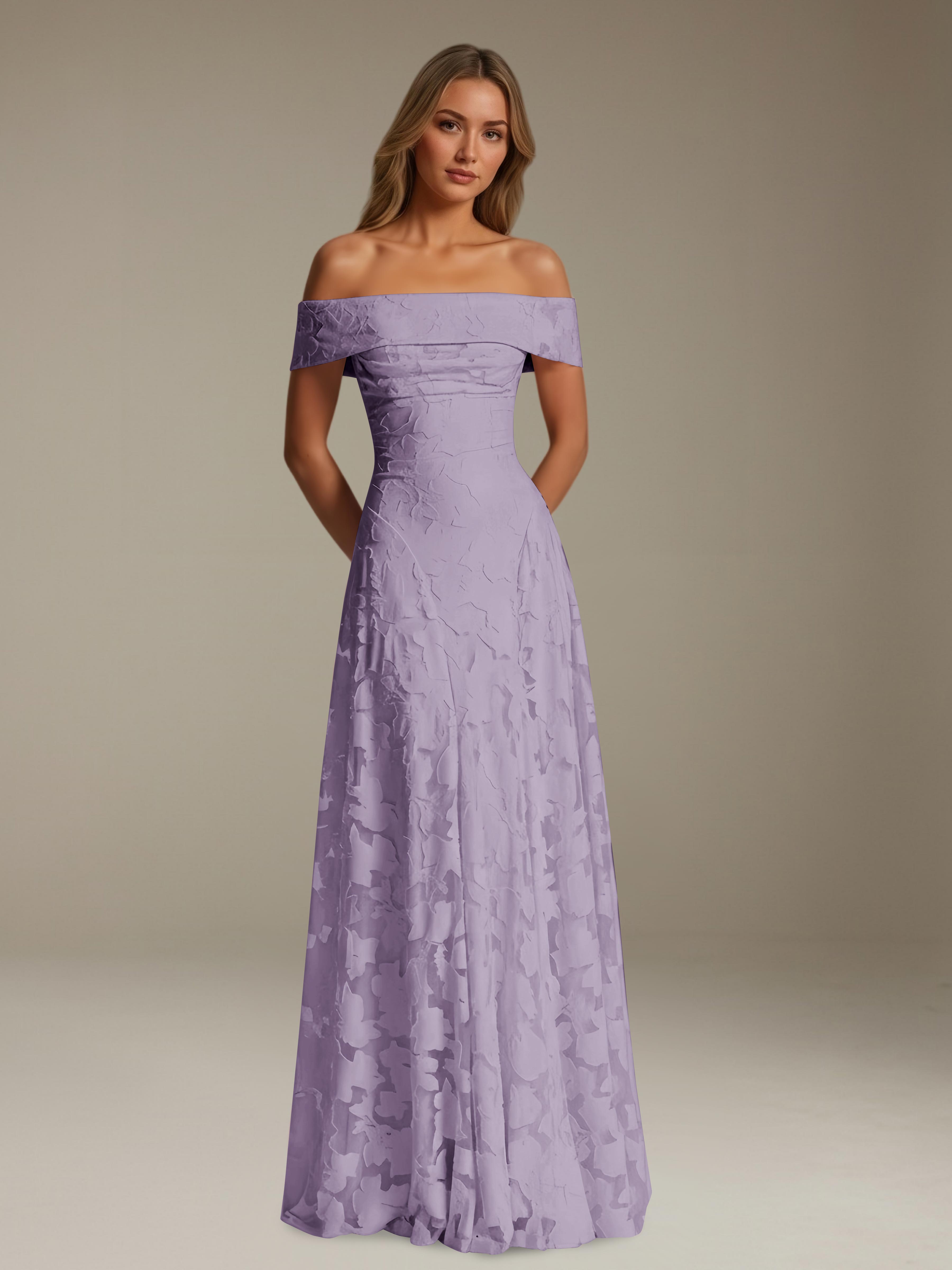 Women’s Off-Shoulder Floral Lace Maxi Dress | A-Line Occasion Gown