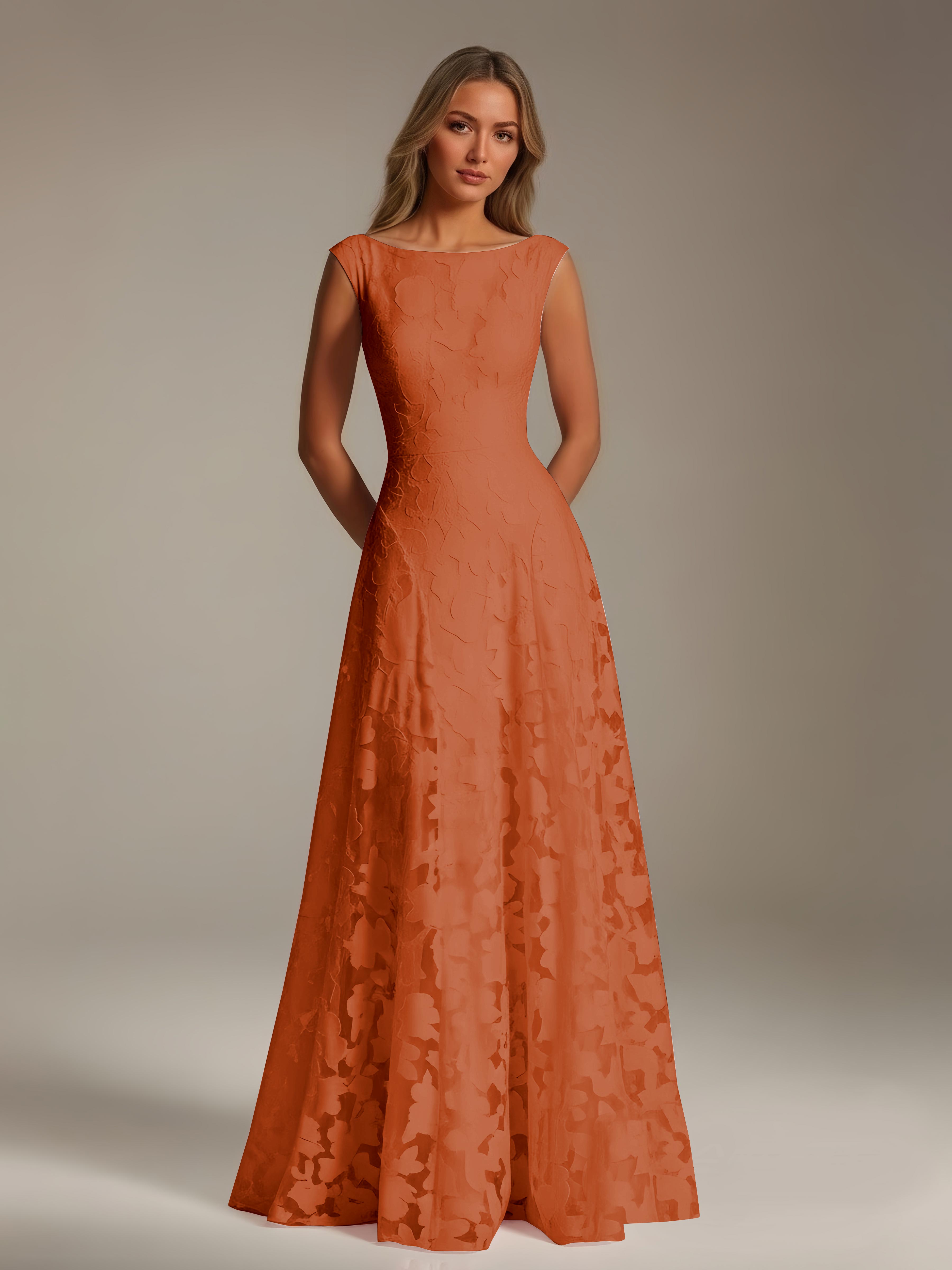 Women’s Floral Lace A-Line Maxi Dress | Scoop Neck Lace-Up Evening