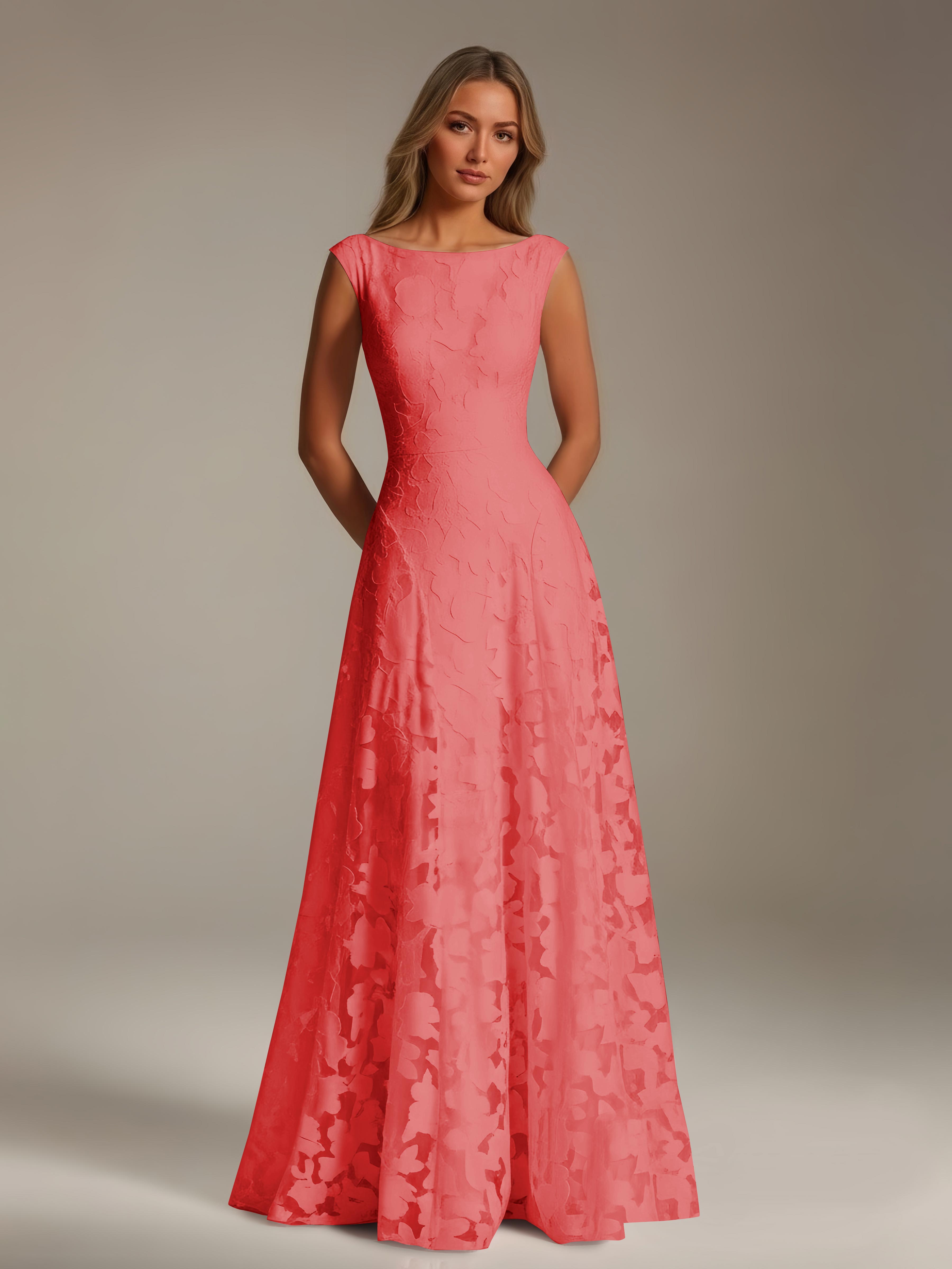 Women’s Floral Lace A-Line Maxi Dress | Scoop Neck Lace-Up Evening