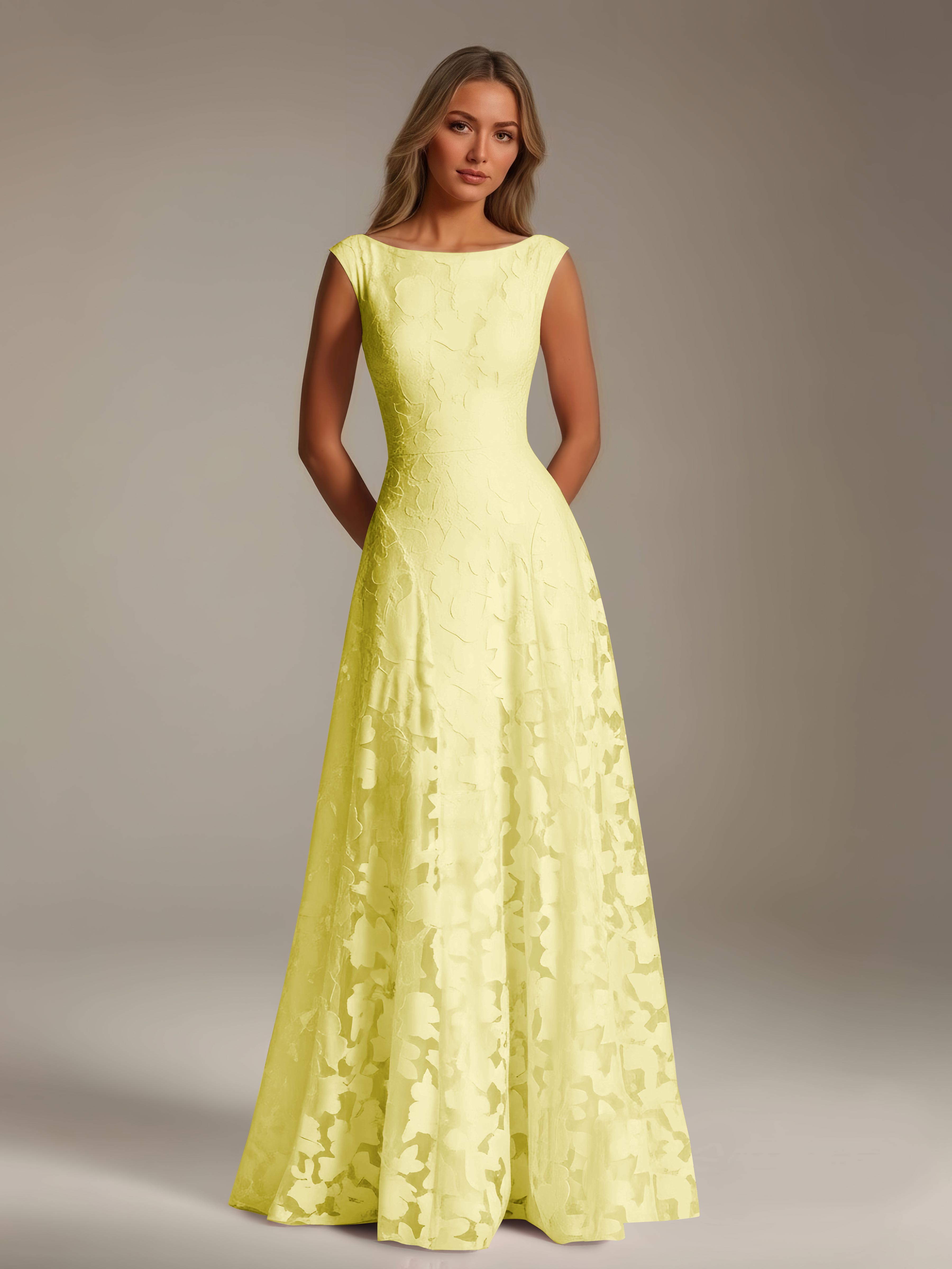 Women’s Floral Lace A-Line Maxi Dress | Scoop Neck Lace-Up Evening