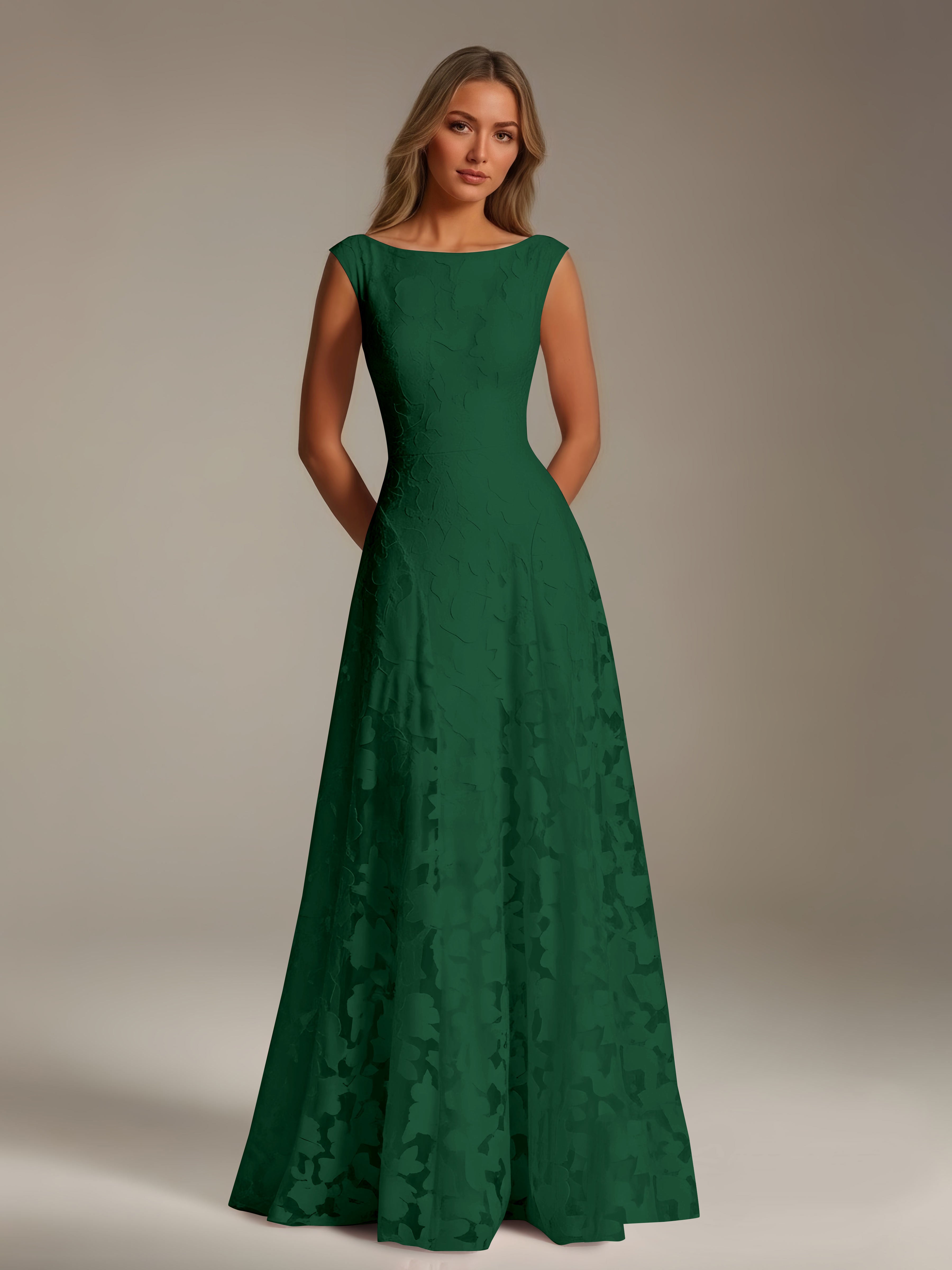 Women’s Floral Lace A-Line Maxi Dress | Scoop Neck Lace-Up Evening
