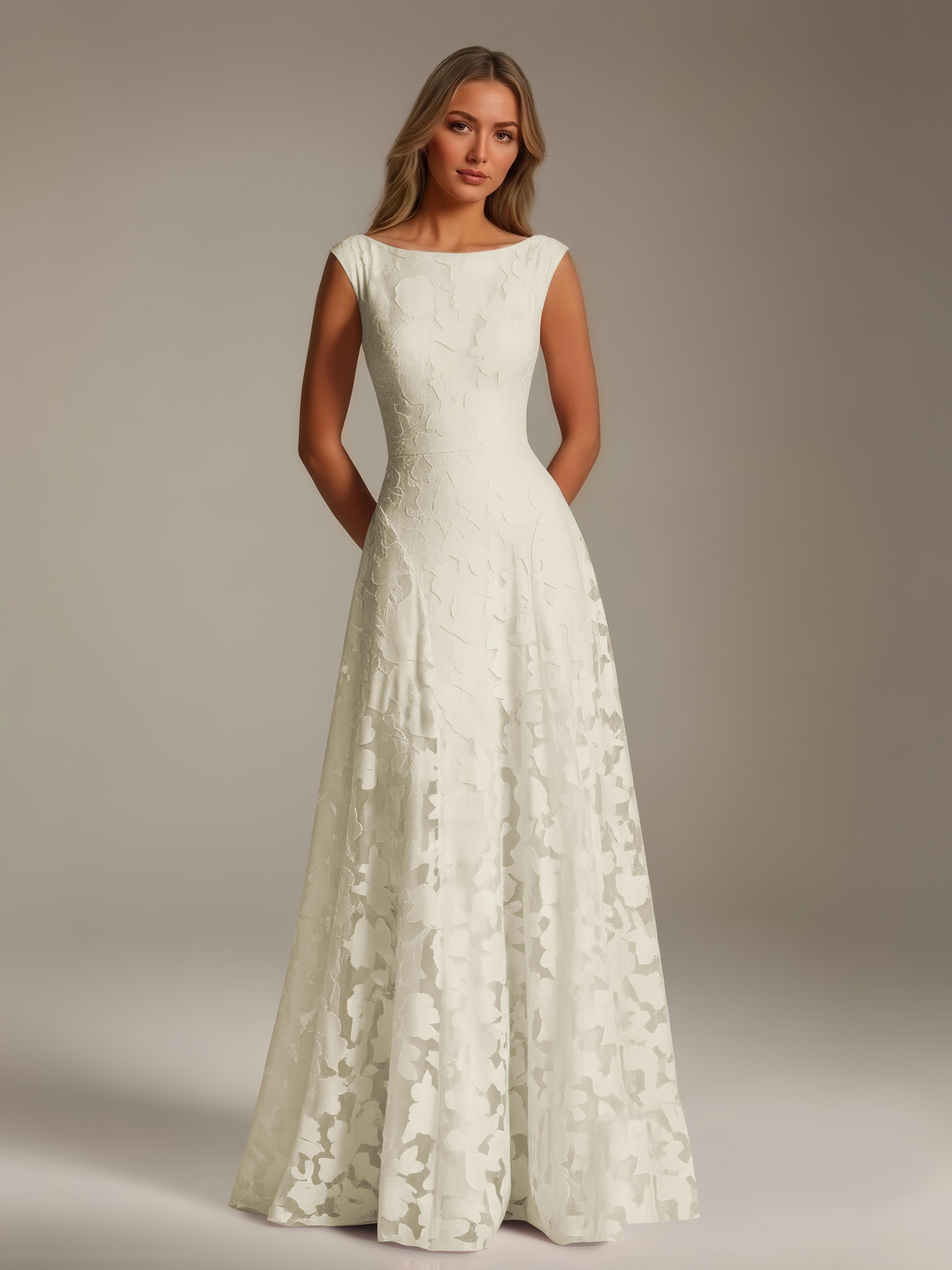 Women’s Floral Lace A-Line Maxi Dress | Scoop Neck Lace-Up Evening