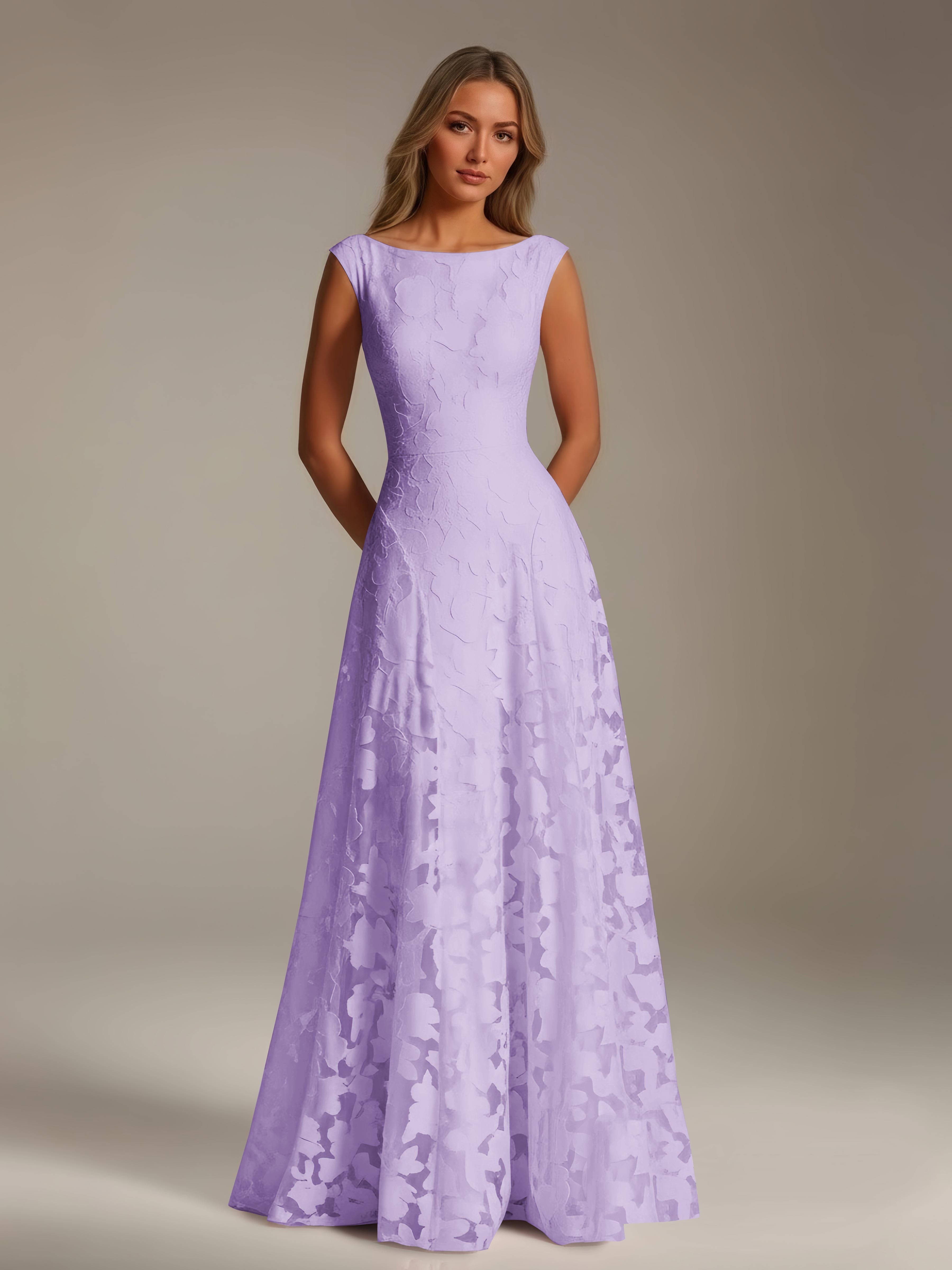 Women’s Floral Lace A-Line Maxi Dress | Scoop Neck Lace-Up Evening