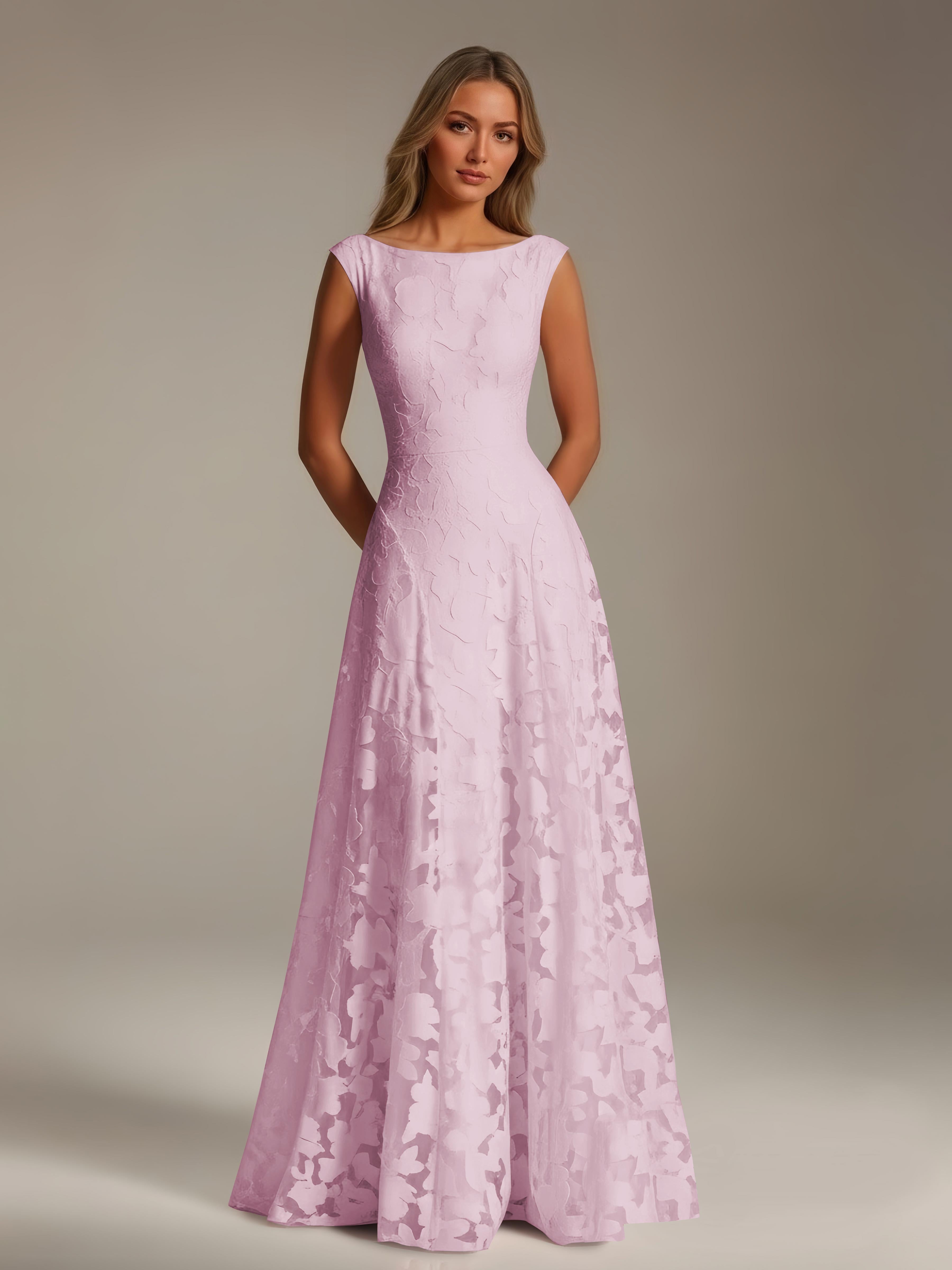 Women’s Floral Lace A-Line Maxi Dress | Scoop Neck Lace-Up Evening