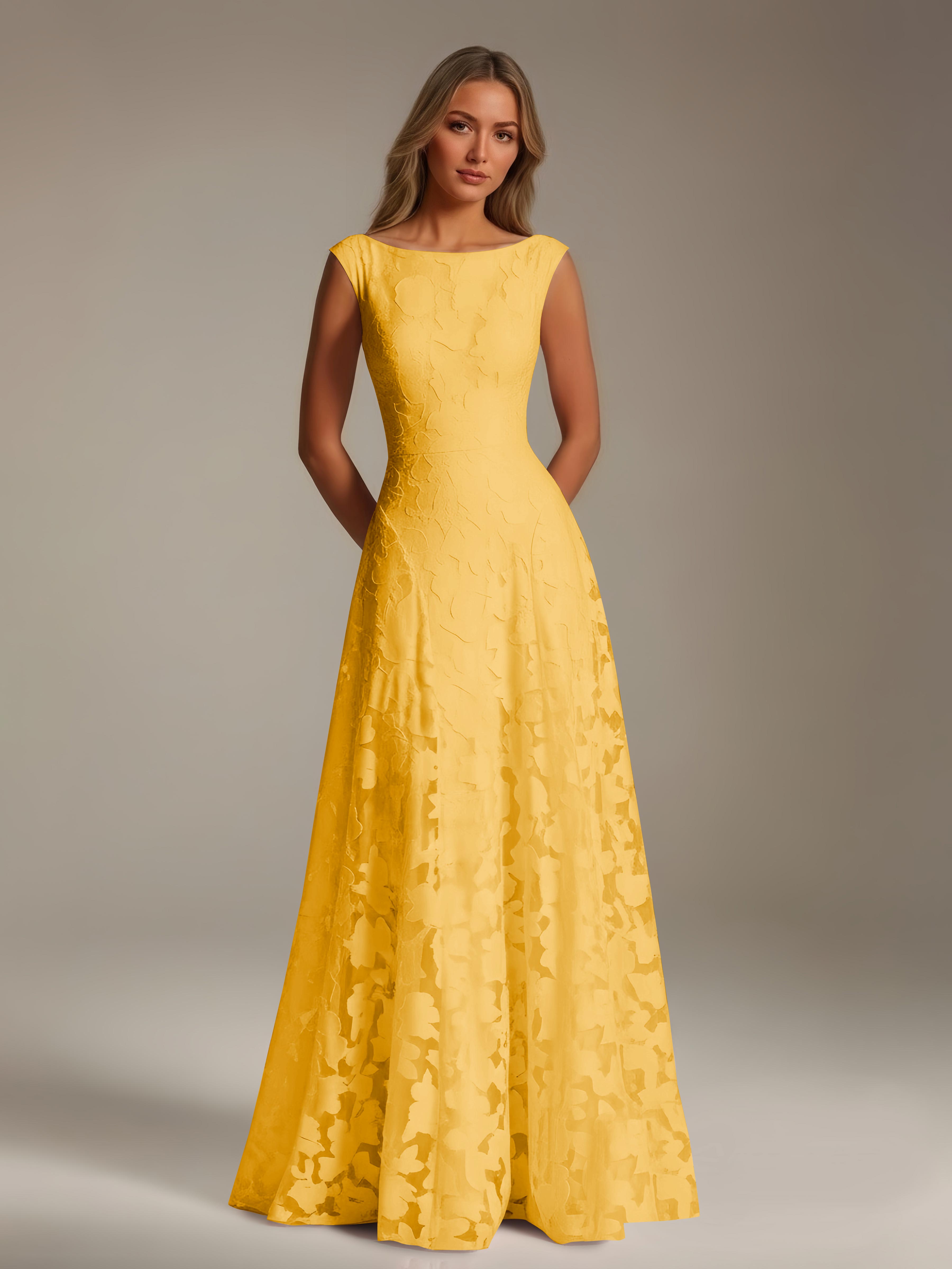 Women’s Floral Lace A-Line Maxi Dress | Scoop Neck Lace-Up Evening